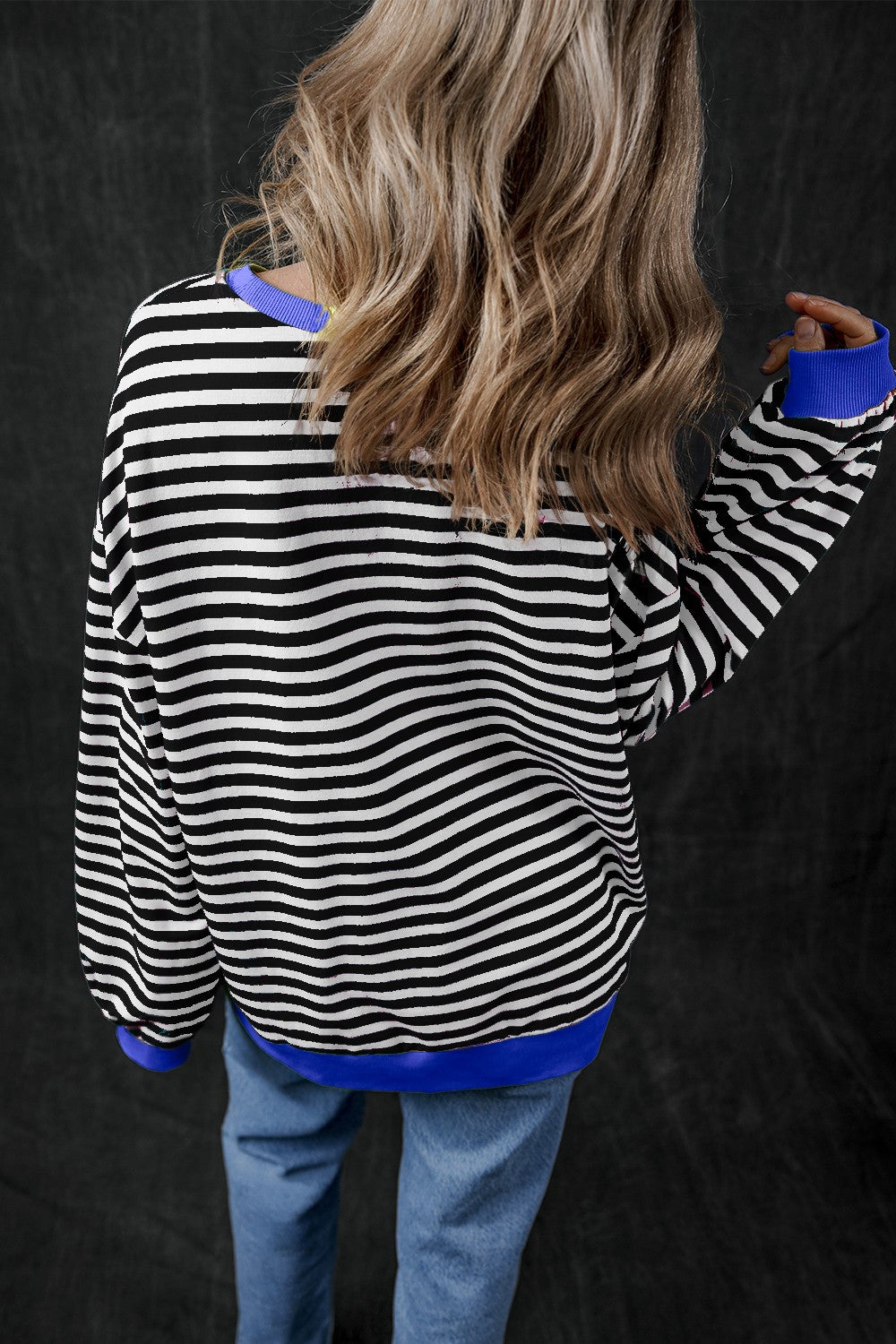 Blue Zone Planet | Pumpkin Striped Long Sleeve Sweatshirt-TOPS / DRESSES-[Adult]-[Female]-2022 Online Blue Zone Planet