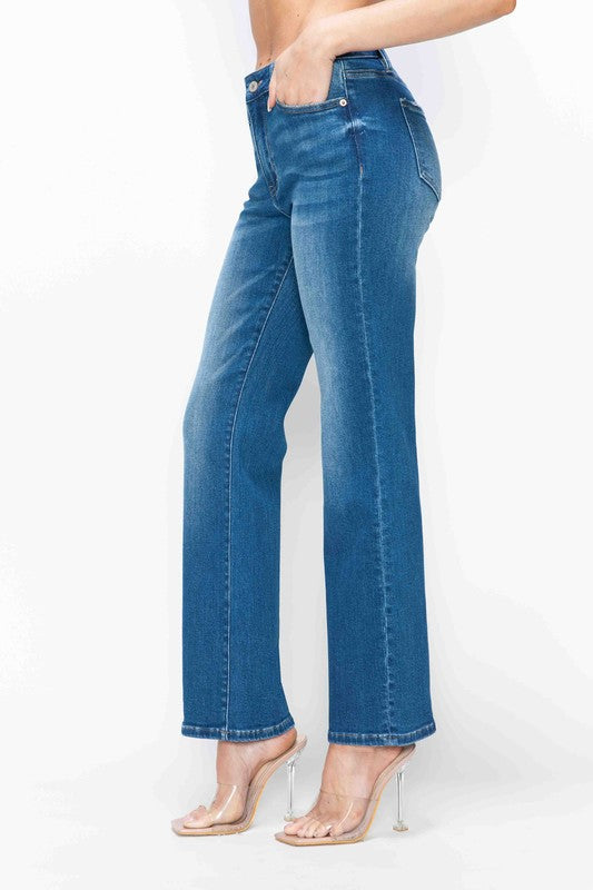 Blue Zone Planet | bytos Full Size Cat's Whiskers High Rise Straight Jeans-BOTTOMS SIZES SMALL MEDIUM LARGE-[Adult]-[Female]-2022 Online Blue Zone Planet