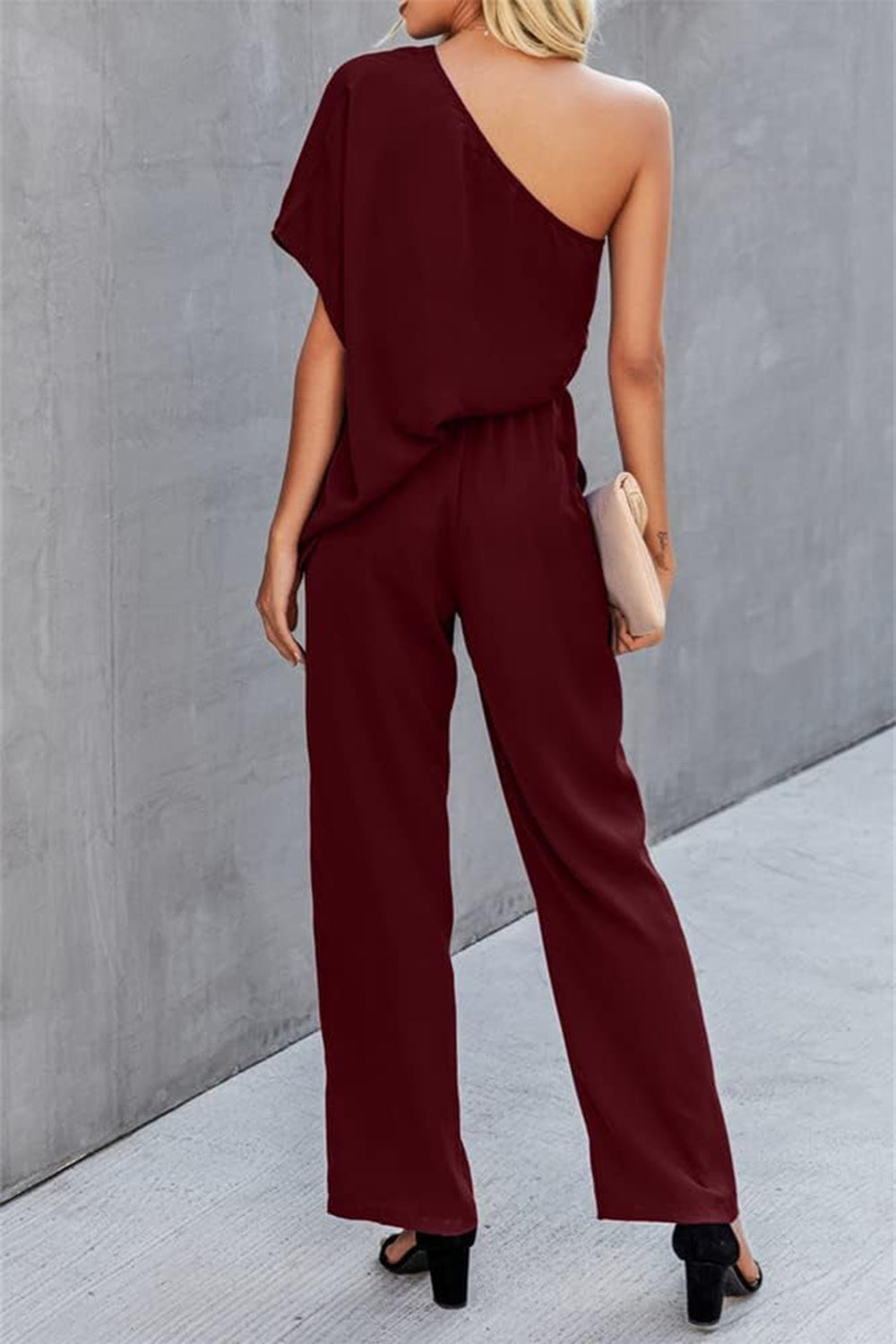 Single Shoulder Short Sleeve Jumpsuit-TOPS / DRESSES-[Adult]-[Female]-2022 Online Blue Zone Planet