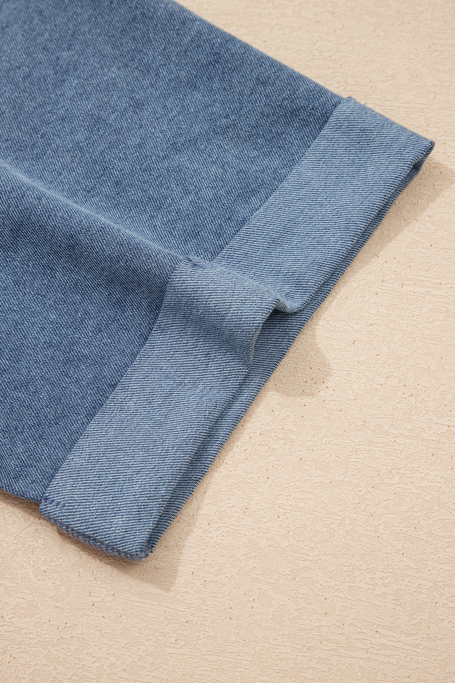 Light Grey Denim Color Block Patchwork Button Polo Collar T Shirt Tunic Dress-Dresses/T Shirt Dresses-[Adult]-[Female]-2022 Online Blue Zone Planet