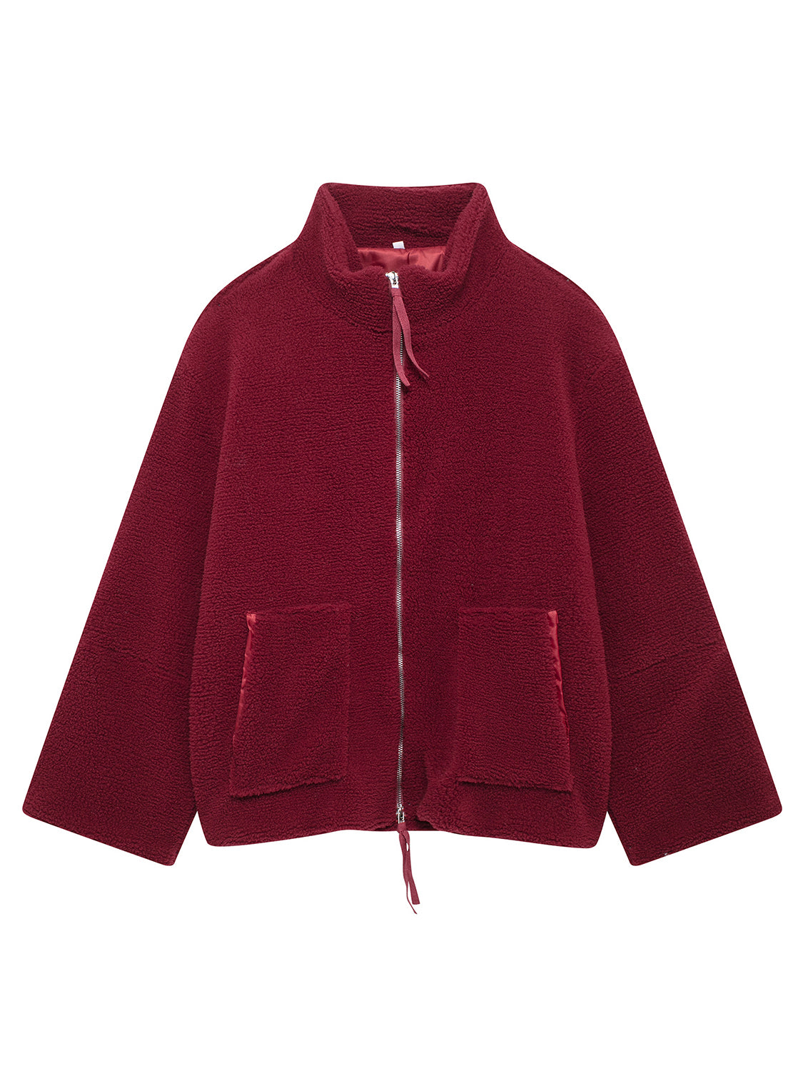 Turtleneck Zip Up Long Sleeve Plush Jacket-TOPS / DRESSES-[Adult]-[Female]-Burgundy-XS-2022 Online Blue Zone Planet