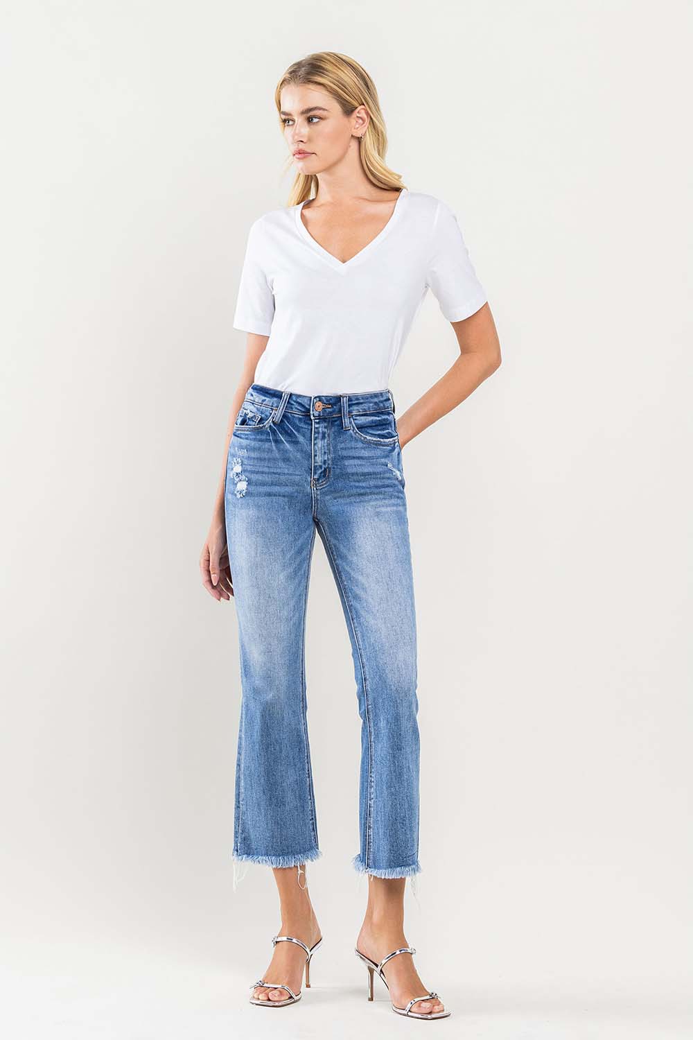 Vervet by Flying Monkey Full Size High Rise Cropped Flare Jeans-TOPS / DRESSES-[Adult]-[Female]-2022 Online Blue Zone Planet