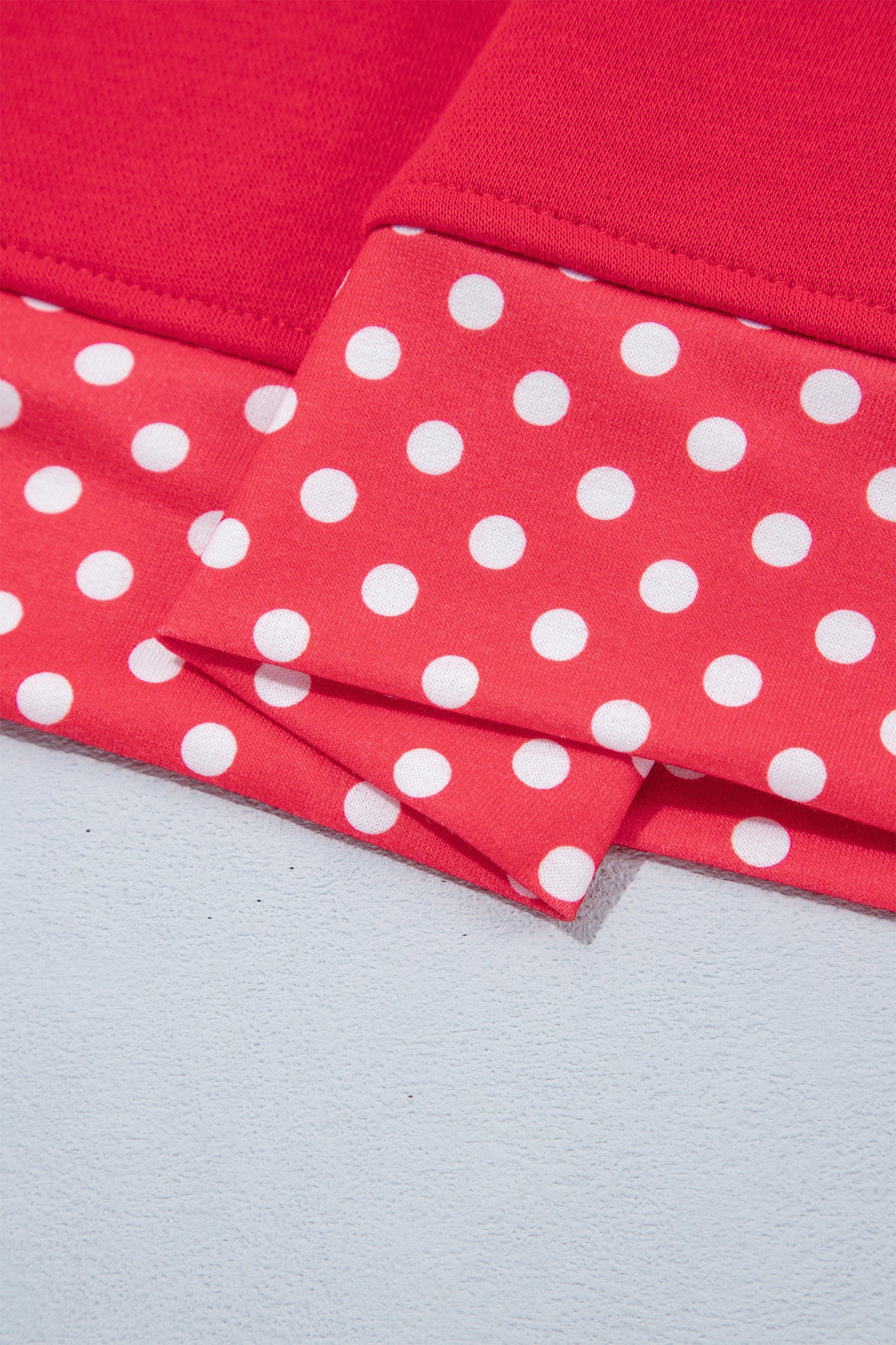 Racing Red Colorblock Polka Dot Contrast Trim Oversized Sweatshirt