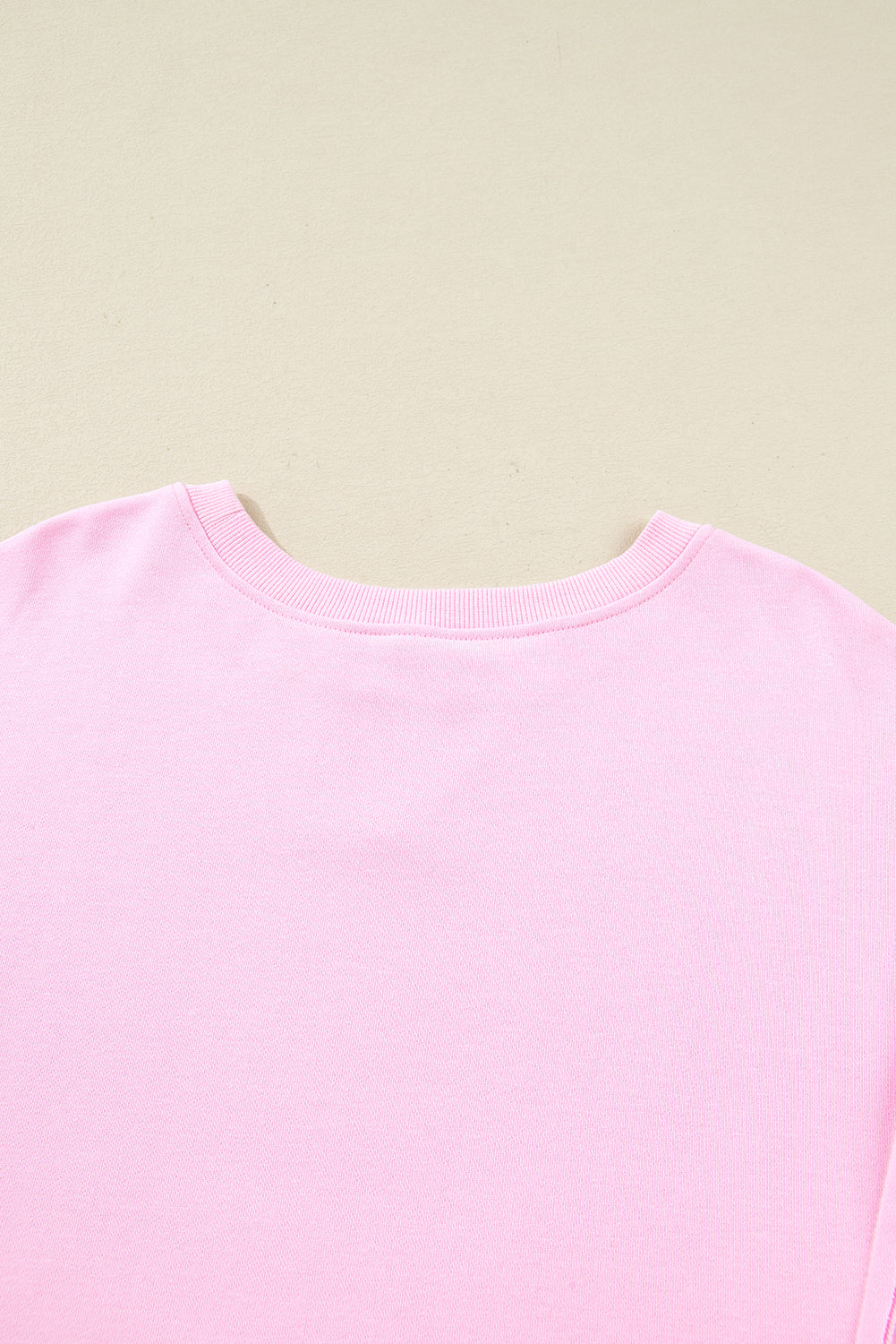 Pink Plus Size Mix Floral Patched Sleeve Ribbed Trim Baggy Sweatshirt-Plus Size/Plus Size Sweatshirts & Hoodies-[Adult]-[Female]-2022 Online Blue Zone Planet