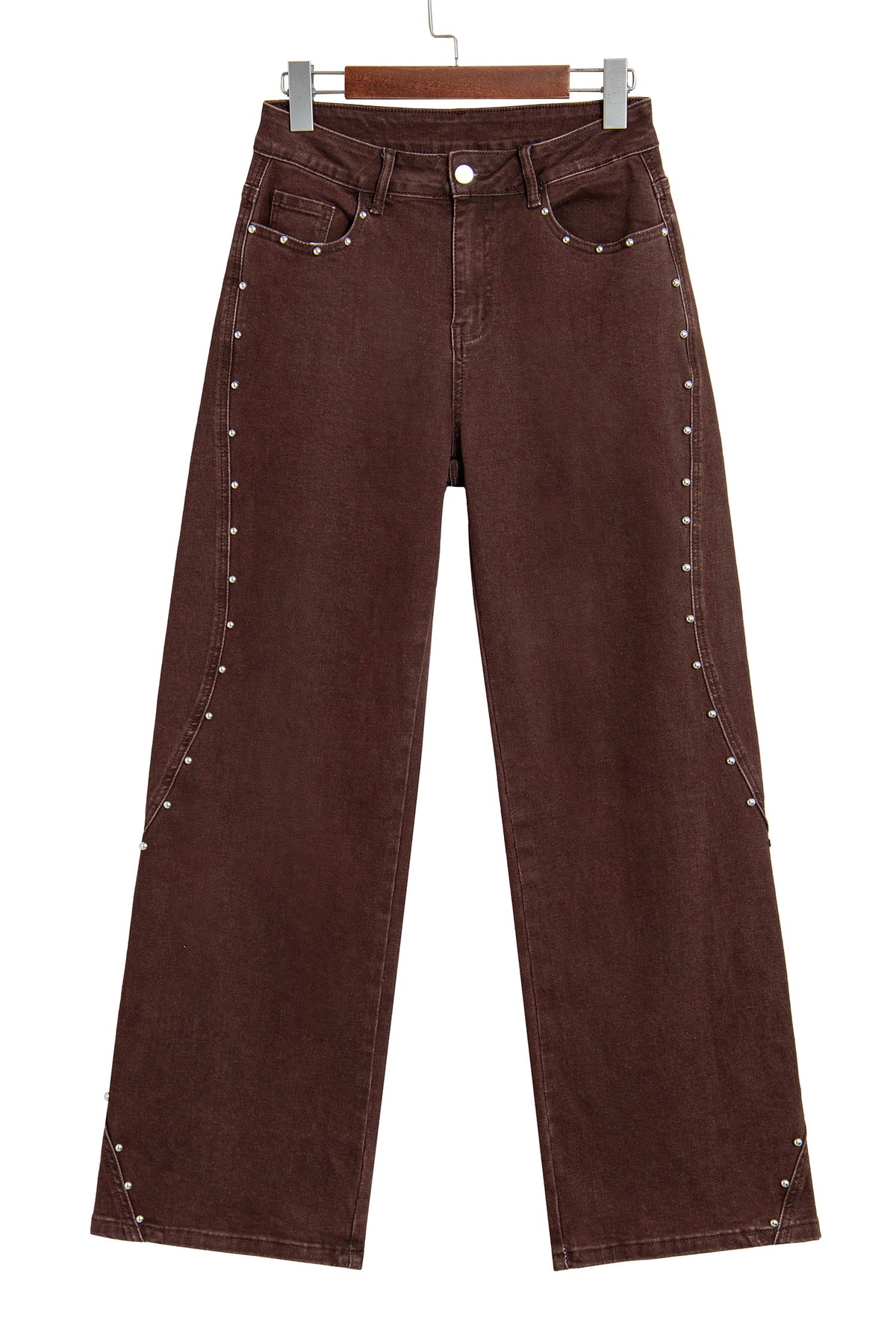 Dusk Blue Side Seam Rivet Detail Ankle Length Casual Jeans-Bottoms/Jeans-[Adult]-[Female]-2022 Online Blue Zone Planet
