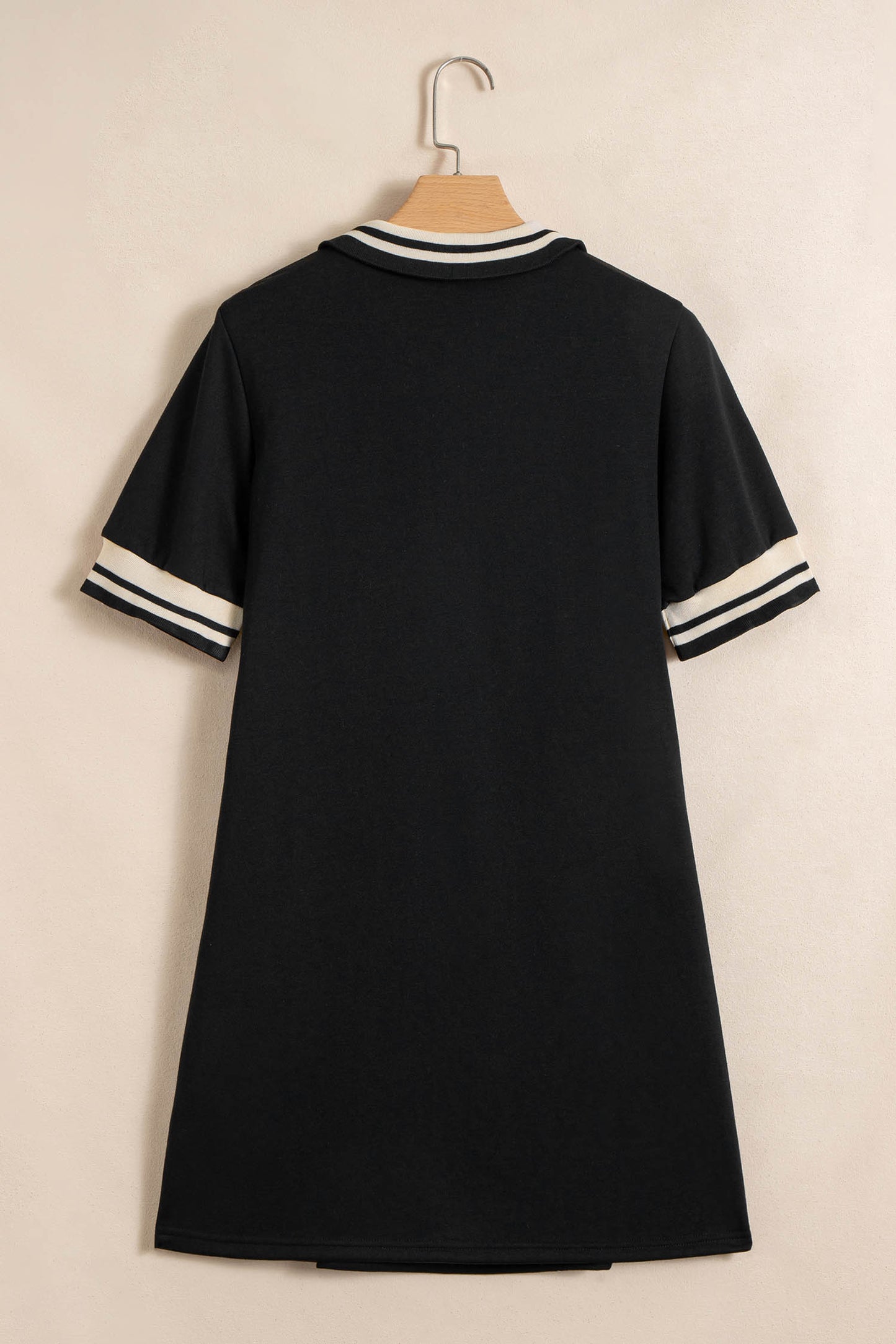 Black Striped Webbing Trim Preppy Polo Tee Dress-TOPS / DRESSES-[Adult]-[Female]-2022 Online Blue Zone Planet