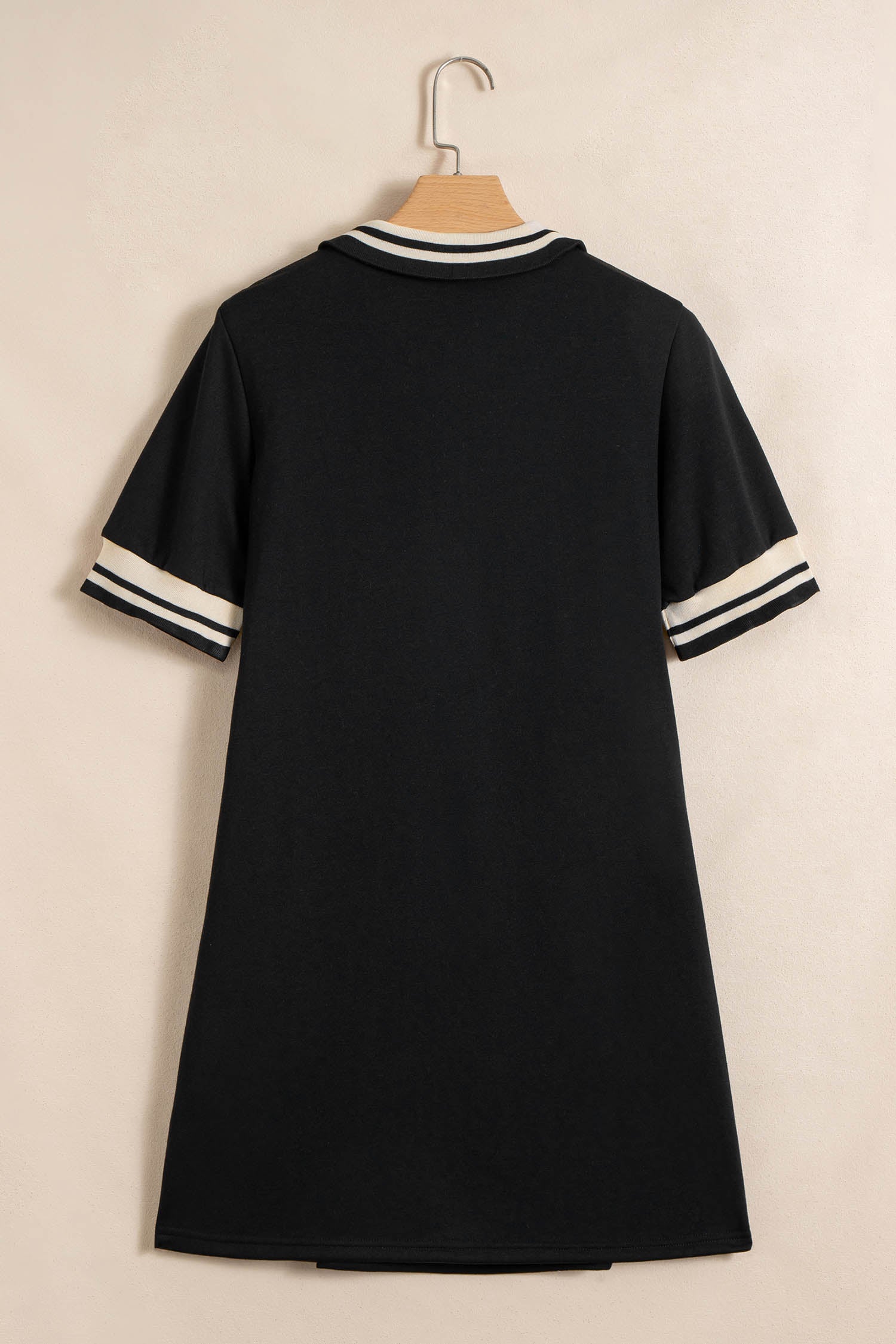 Black Striped Webbing Trim Preppy Polo Tee Dress-TOPS / DRESSES-[Adult]-[Female]-2022 Online Blue Zone Planet
