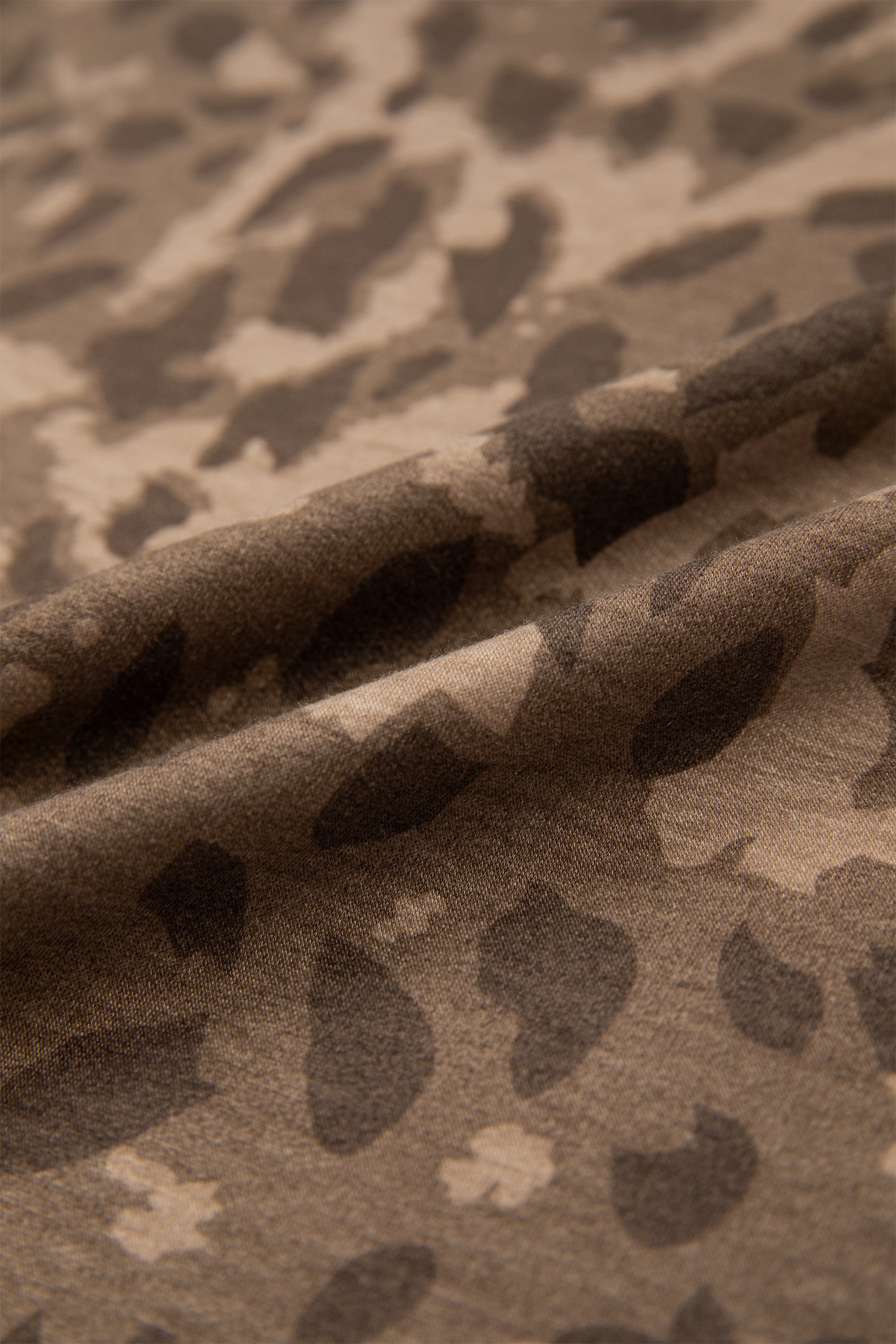 Brown Loose Contrast Striped Accent Leopard T Shirt Mini Dress With Pockets-TOPS / DRESSES-[Adult]-[Female]-2022 Online Blue Zone Planet