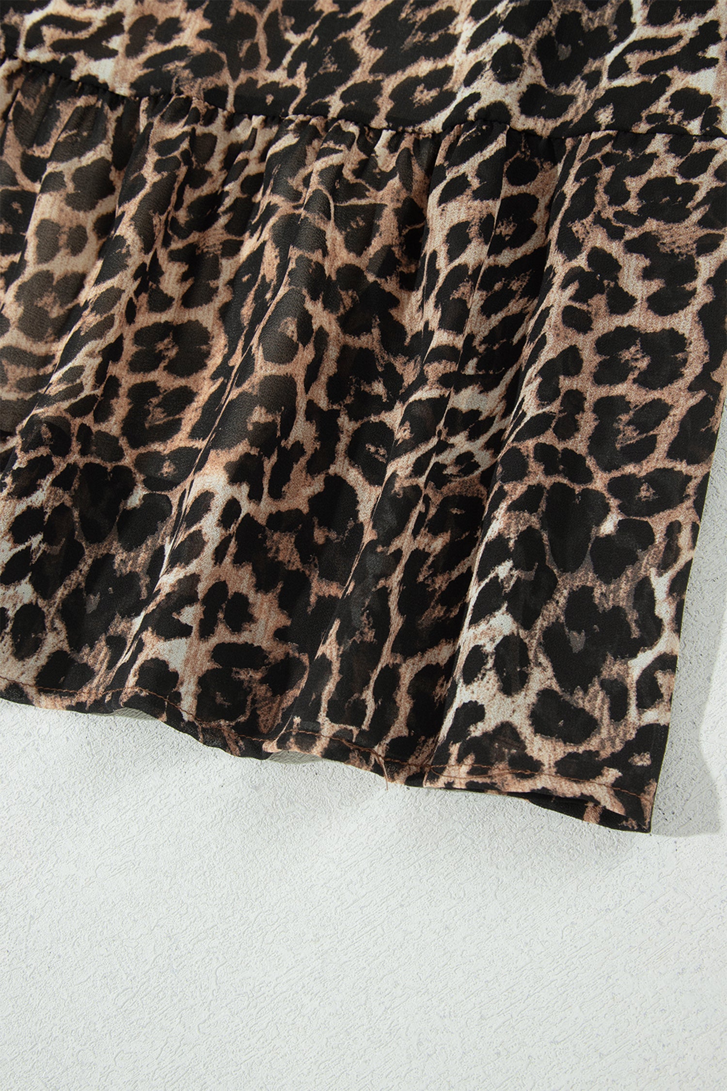 Brown Leopard Print Long Sleeve Short Shift Dress-TOPS / DRESSES-[Adult]-[Female]-2022 Online Blue Zone Planet
