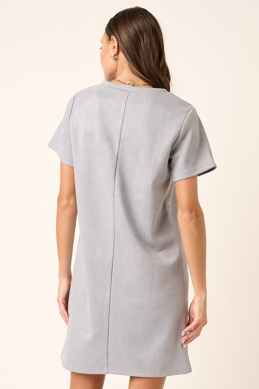 Mittoshop Suede Short Sleeve Mini Dress-TOPS / DRESSES-[Adult]-[Female]-2022 Online Blue Zone Planet