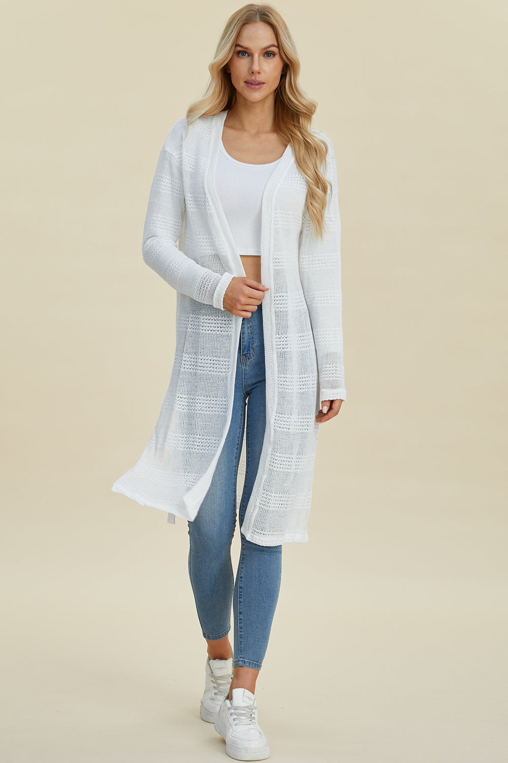 Blue Zone Planet | Double Take Full Size Open Front Longline Cardigan-TOPS / DRESSES-[Adult]-[Female]-2022 Online Blue Zone Planet