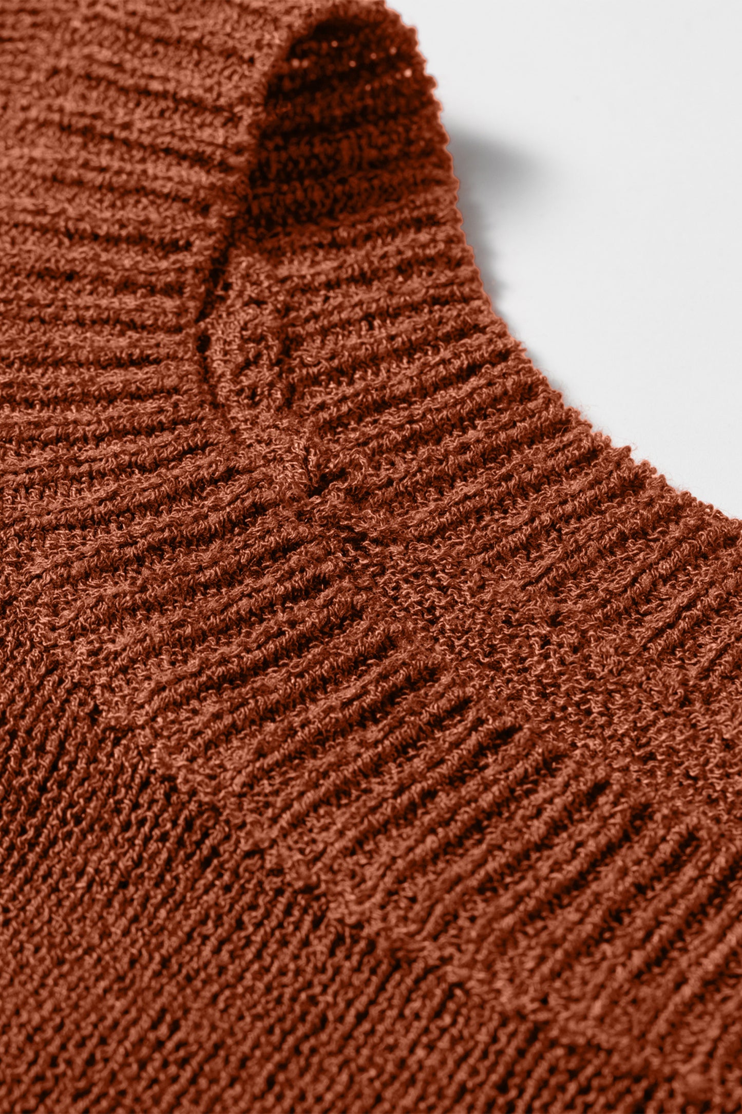 Coffee Ribbed Knit Round Neck Short Sleeve Sweater-Sweaters & Cardigans/Short Sleeve Sweaters-[Adult]-[Female]-2022 Online Blue Zone Planet