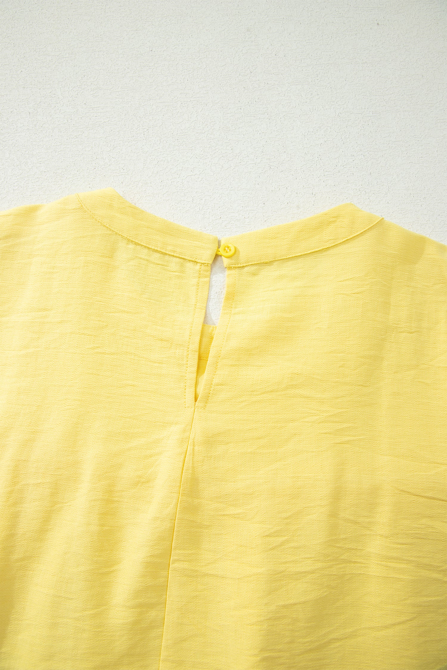 Yellow Cream Tie Half Sleeve Pleated Detail Babydoll Blouse-Tops/Blouses & Shirts-[Adult]-[Female]-2022 Online Blue Zone Planet