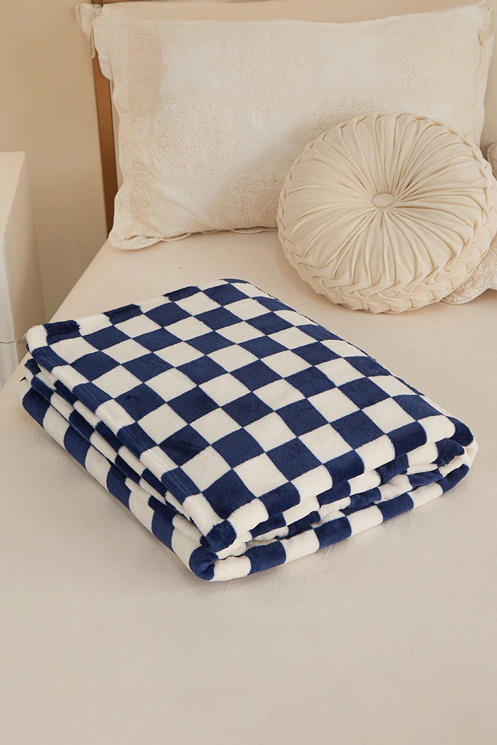 Black Checkerboard Printed Soft Throw Blanket-Accessories & Jewelry-[Adult]-[Female]-Navy Blue-ONE SIZE-2022 Online Blue Zone Planet