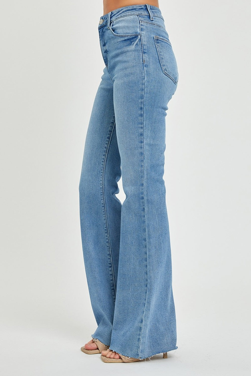 Blue Zone Planet | RISEN Full Size High Rise Raw Cut Hem Bootcut Jeans-TOPS / DRESSES-[Adult]-[Female]-2022 Online Blue Zone Planet