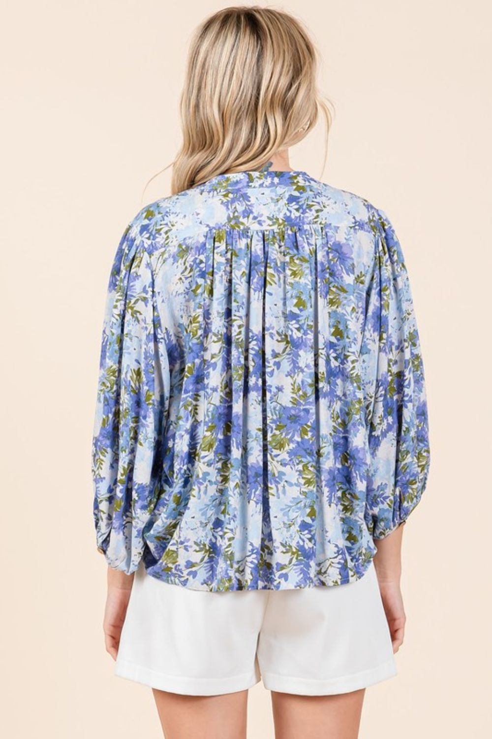 Mittoshop Flower Print Batwing Sleeve Button Down Blouse-TOPS / DRESSES-[Adult]-[Female]-2022 Online Blue Zone Planet