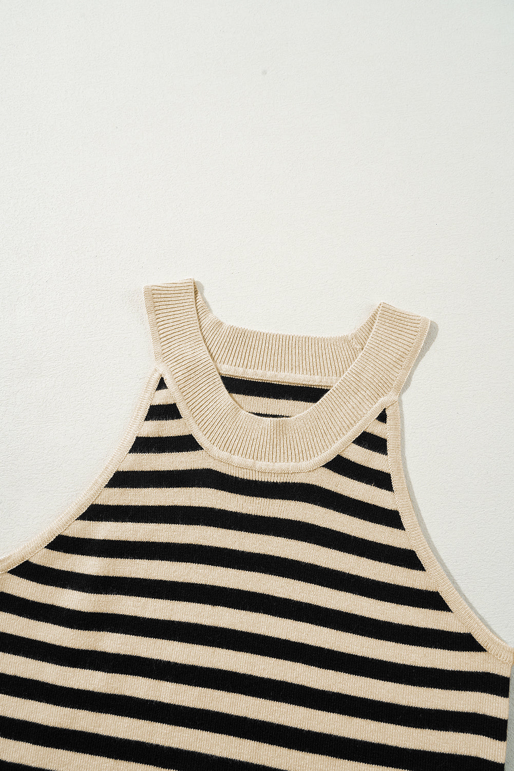 Blue Zone Planet | Black Stripe Crew Neck Slim Fit Sweater Vest-Sweaters-[Adult]-[Female]-2022 Online Blue Zone Planet