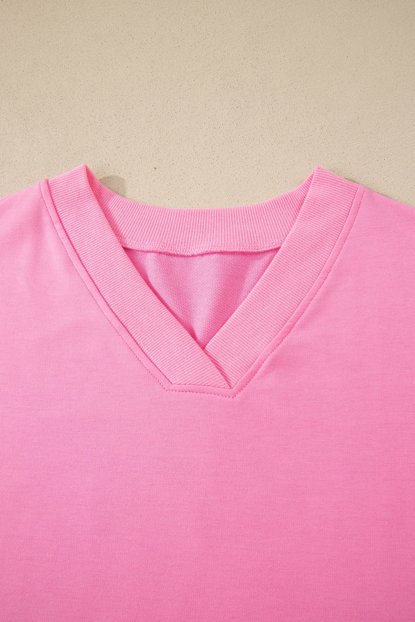 Sachet Pink V Neck Short Sleeve Top Drawstring Shorts 2pcs Set-Two Piece Sets/Short Sets-[Adult]-[Female]-2022 Online Blue Zone Planet