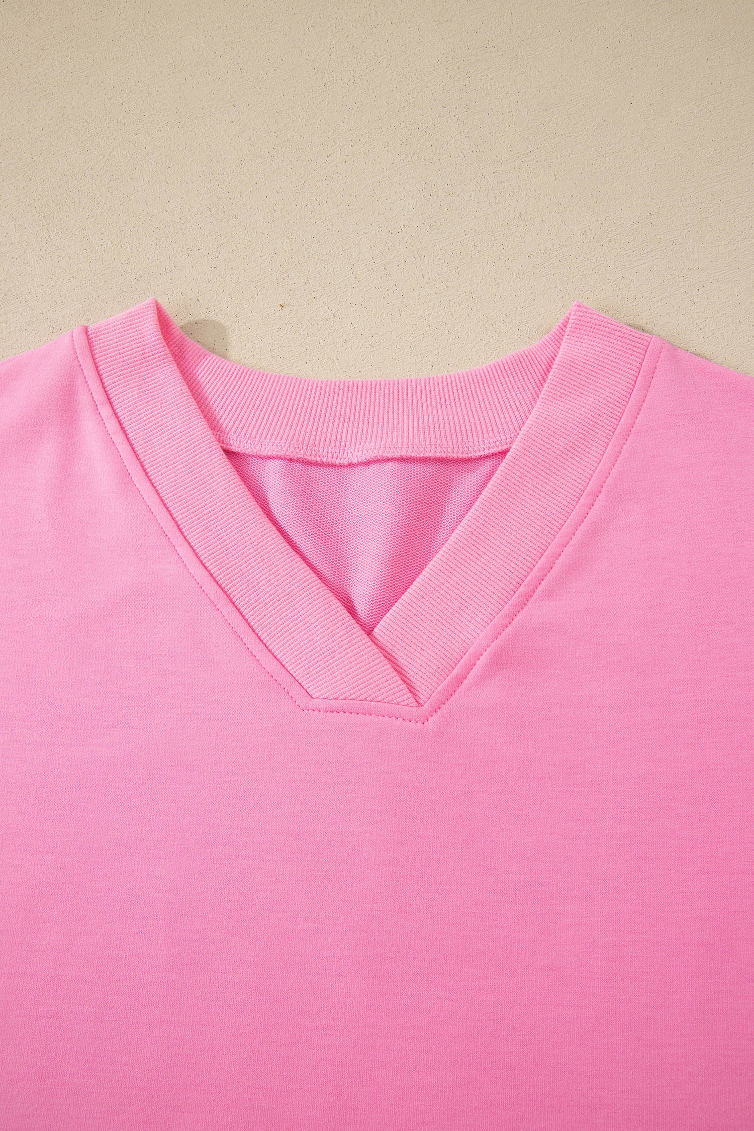 Sachet Pink V Neck Short Sleeve Top Drawstring Shorts 2pcs Set-Two Piece Sets/Short Sets-[Adult]-[Female]-2022 Online Blue Zone Planet