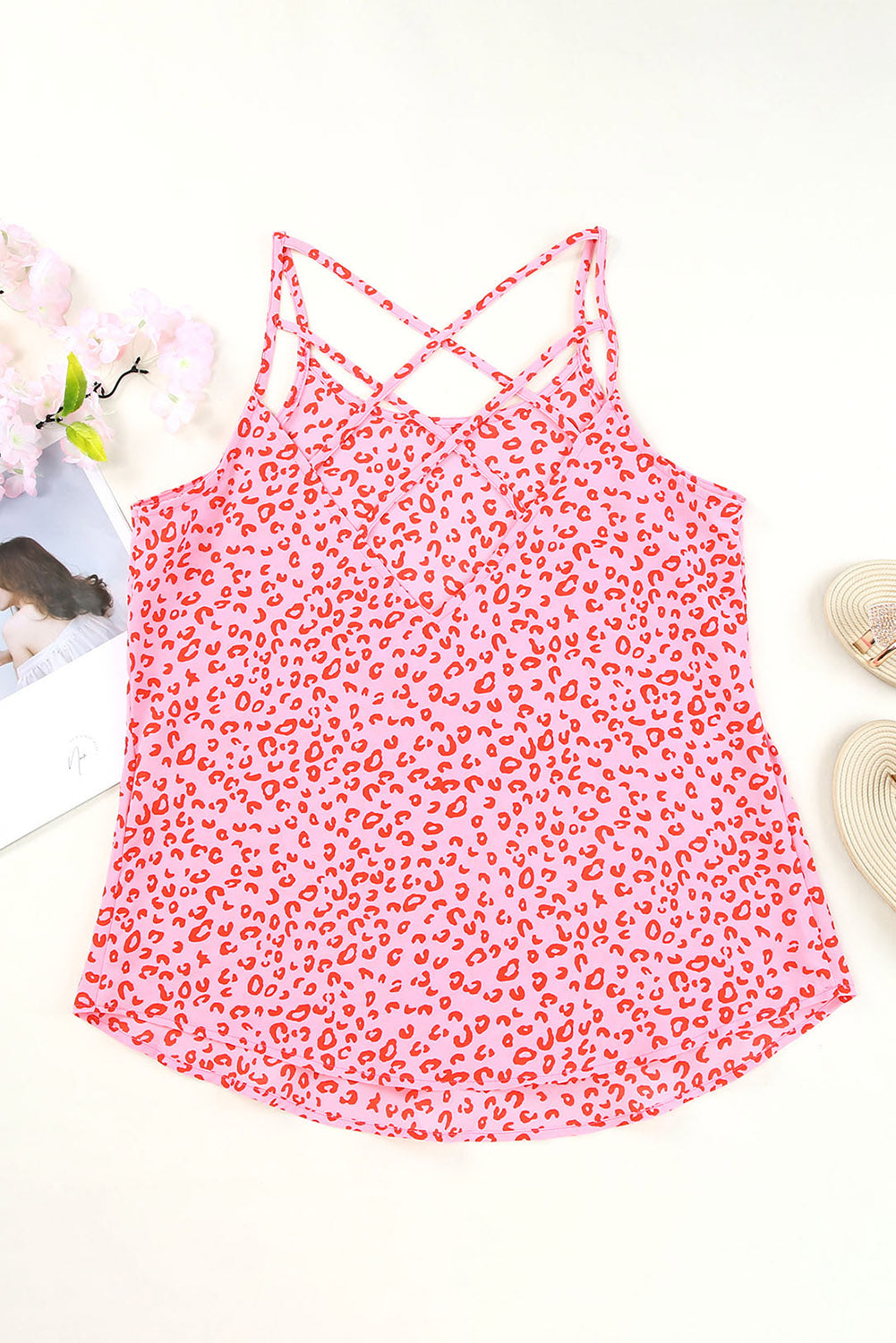 Cutout Leopard Round Neck Tank-TOPS / DRESSES-[Adult]-[Female]-2022 Online Blue Zone Planet