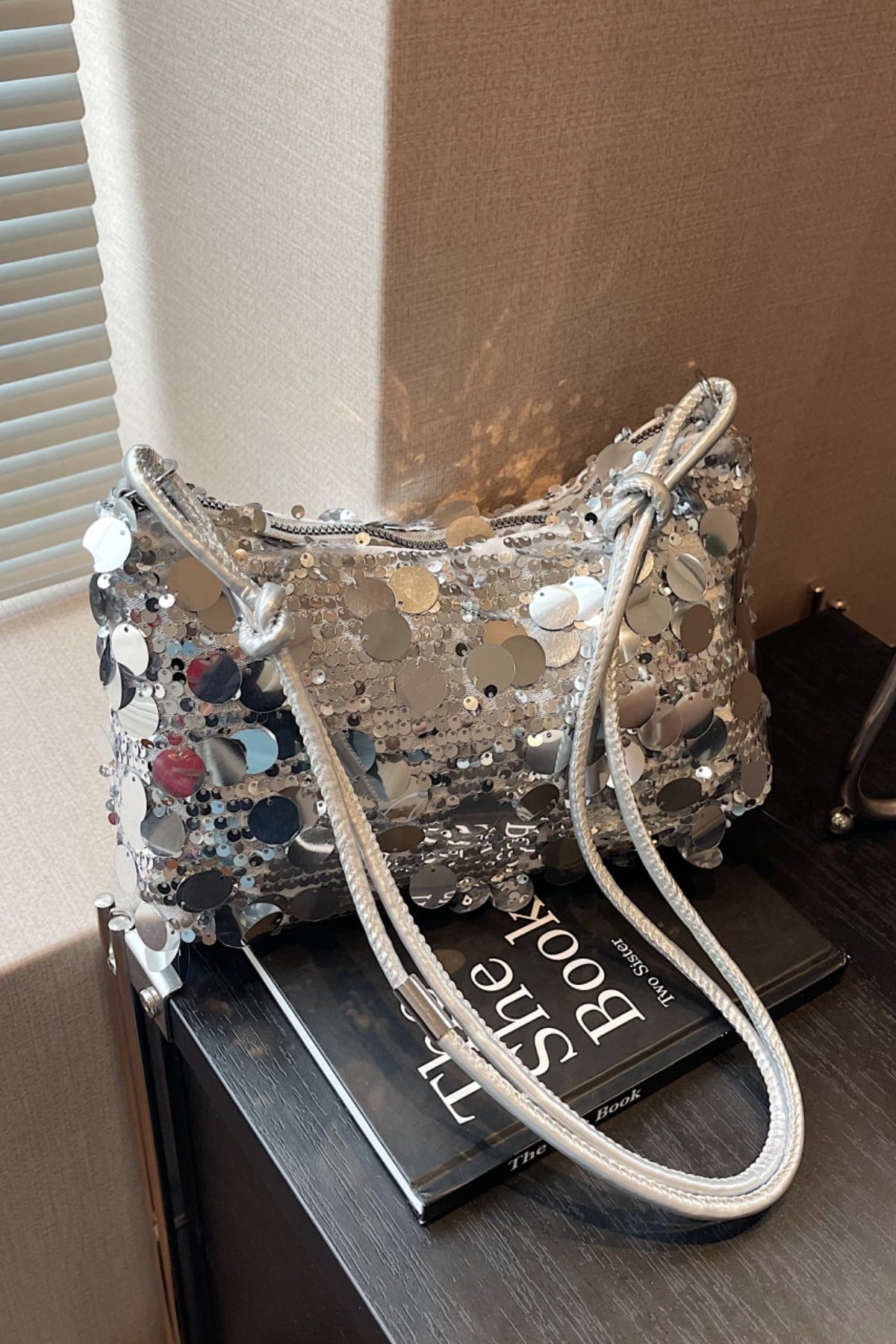 Sequin Knotted Straps Shoulder Bag-HANDBAGS-[Adult]-[Female]-2022 Online Blue Zone Planet