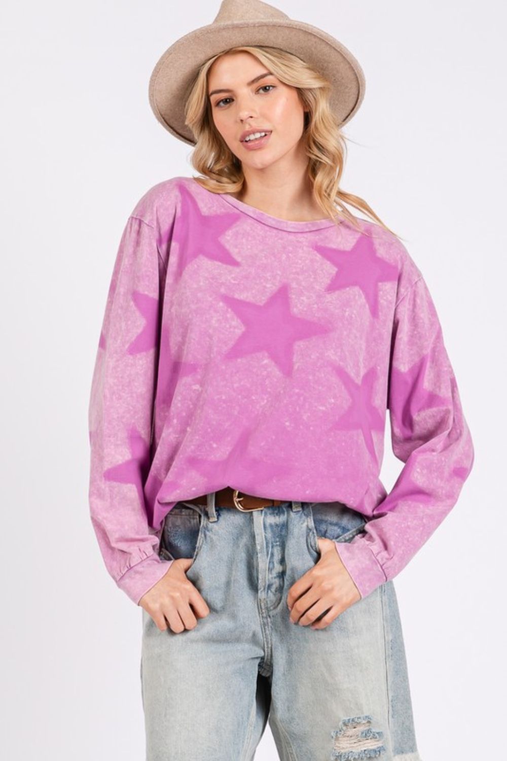 SAGE + FIG Mineral Wash Star Pattern T-Shirt-TOPS / DRESSES-[Adult]-[Female]-2022 Online Blue Zone Planet