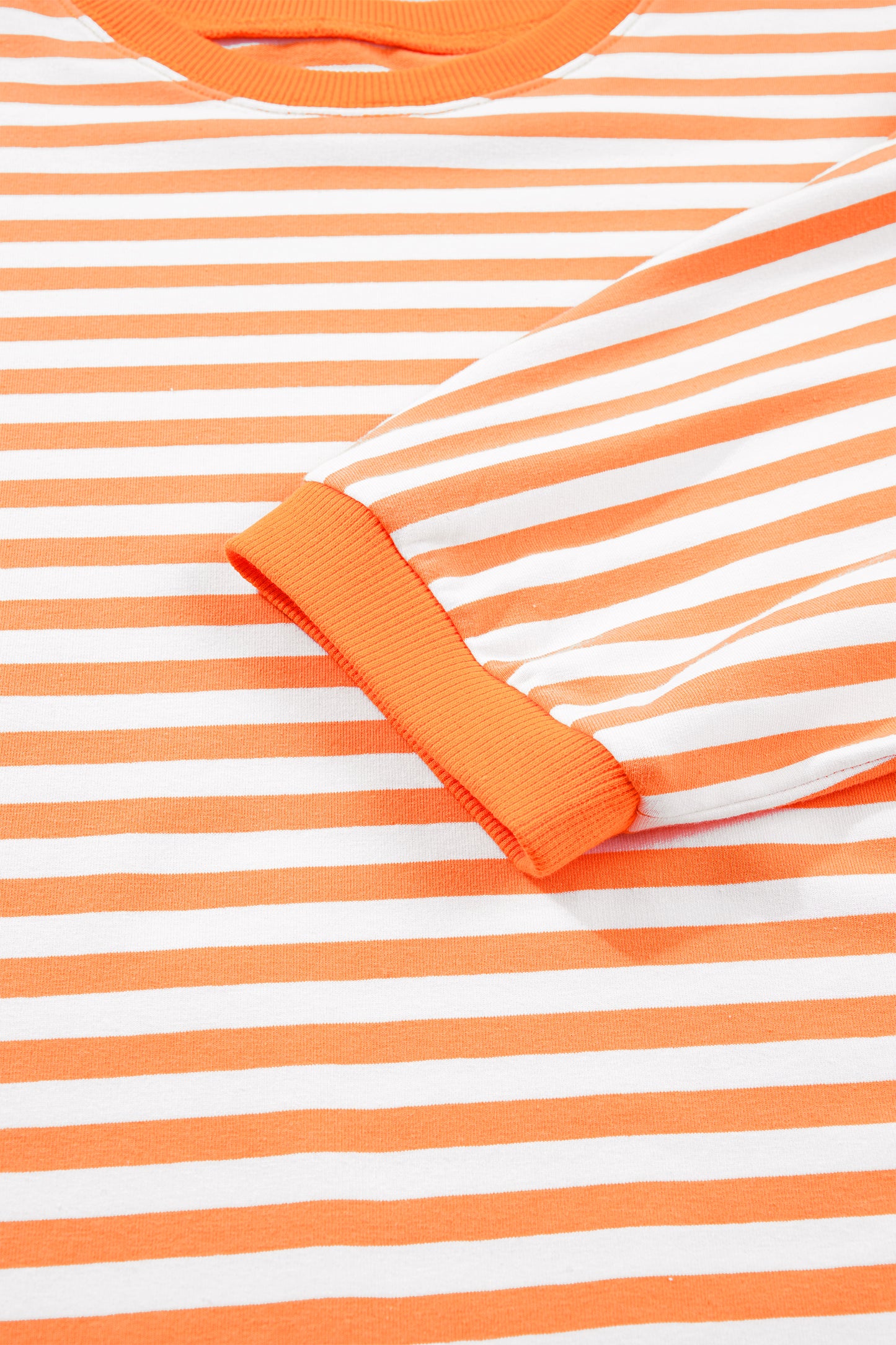 Orange Stripe 3/4 Sleeve Exposed Seam Patchwork Pullover Top-Tops/Tops & Tees-[Adult]-[Female]-2022 Online Blue Zone Planet