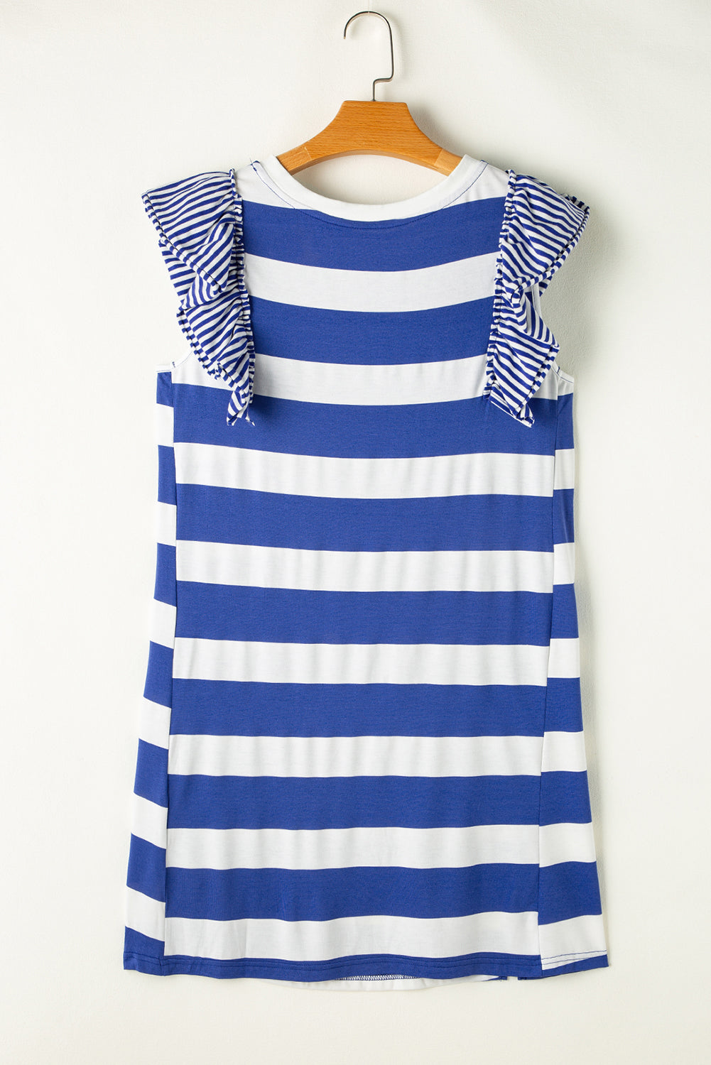 Ruffled Striped Round Neck Cap Sleeve Mini Dress-TOPS / DRESSES-[Adult]-[Female]-2022 Online Blue Zone Planet