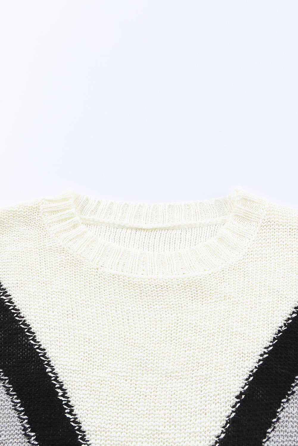 Black Chevron Striped Drop Shoulder Sweater-Sweaters & Cardigans/Sweaters-[Adult]-[Female]-2022 Online Blue Zone Planet