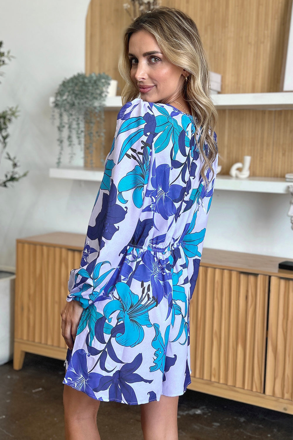 Blue Zone Planet | Double Take Full Size Floral Long Sleeve Romper with Pockets-TOPS / DRESSES-[Adult]-[Female]-2022 Online Blue Zone Planet