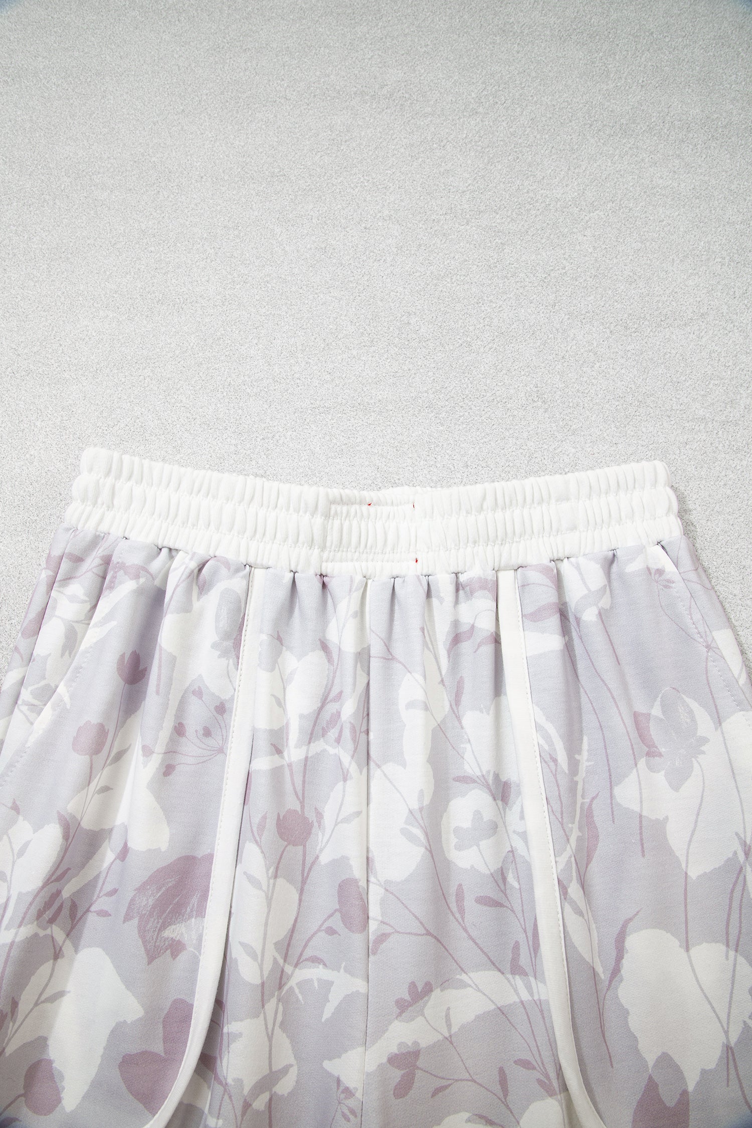 Gray Floral Print Wide Leg Ankle-Length Elastic Waistband Pants-Bottoms/Pants & Culotte-[Adult]-[Female]-2022 Online Blue Zone Planet
