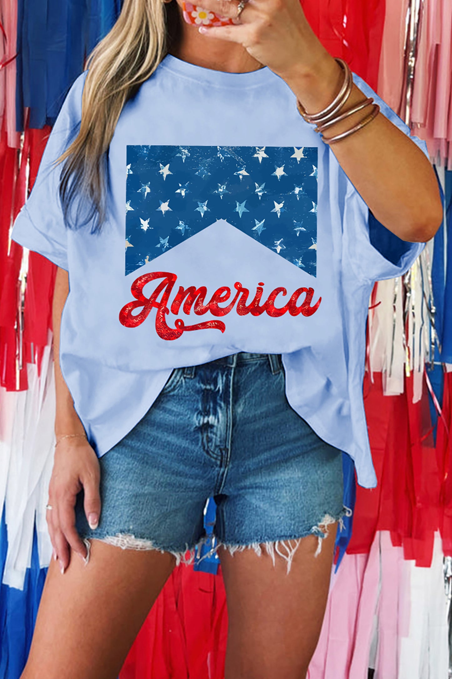 Myosotis America Fashion Print Relaxed T Shirt-Graphic/Graphic Tees-[Adult]-[Female]-Myosotis-S-2022 Online Blue Zone Planet