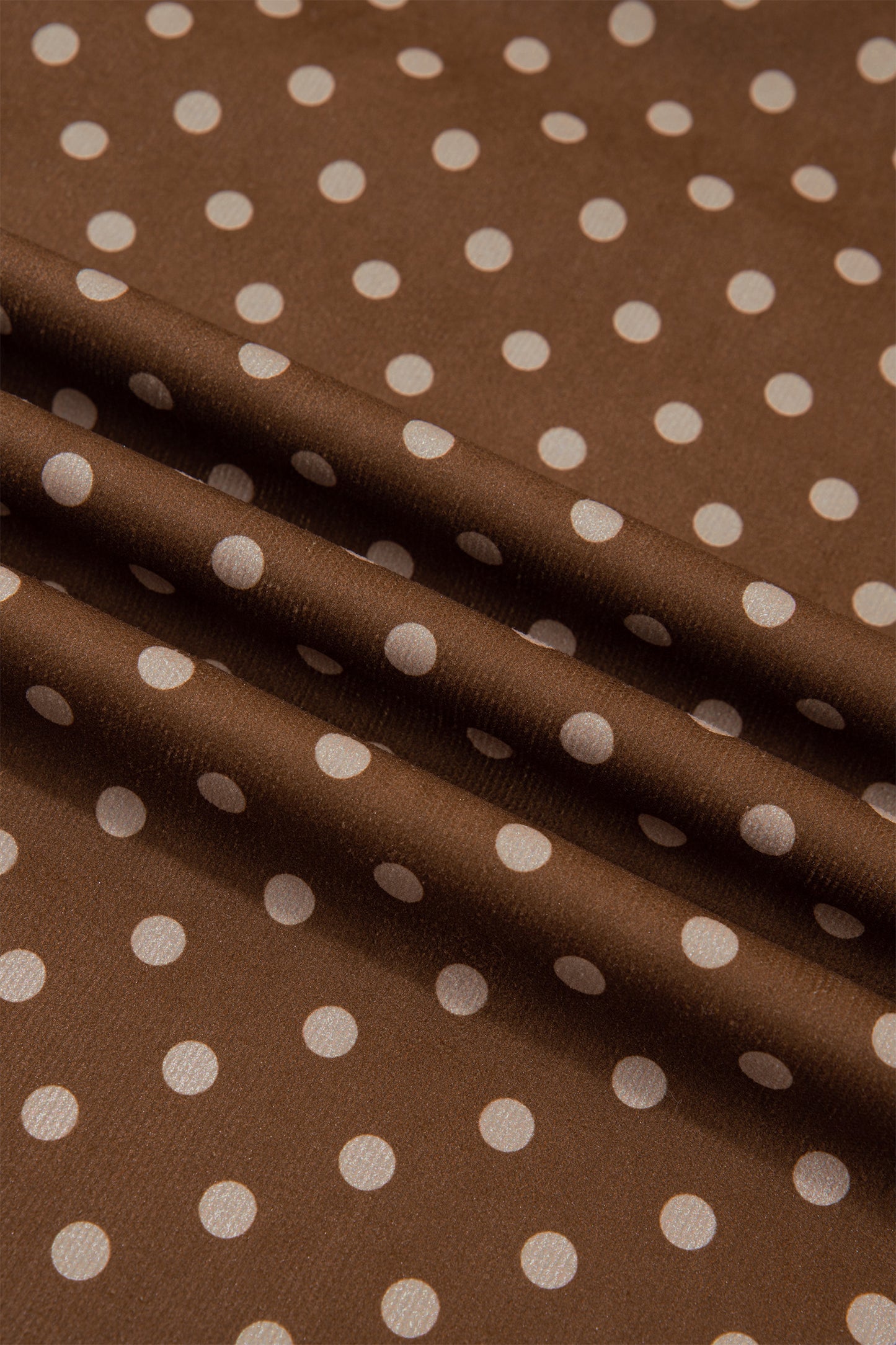 Brown Polka Dot V Neck Long Sleeve Button Shift Dress-TOPS / DRESSES-[Adult]-[Female]-2022 Online Blue Zone Planet
