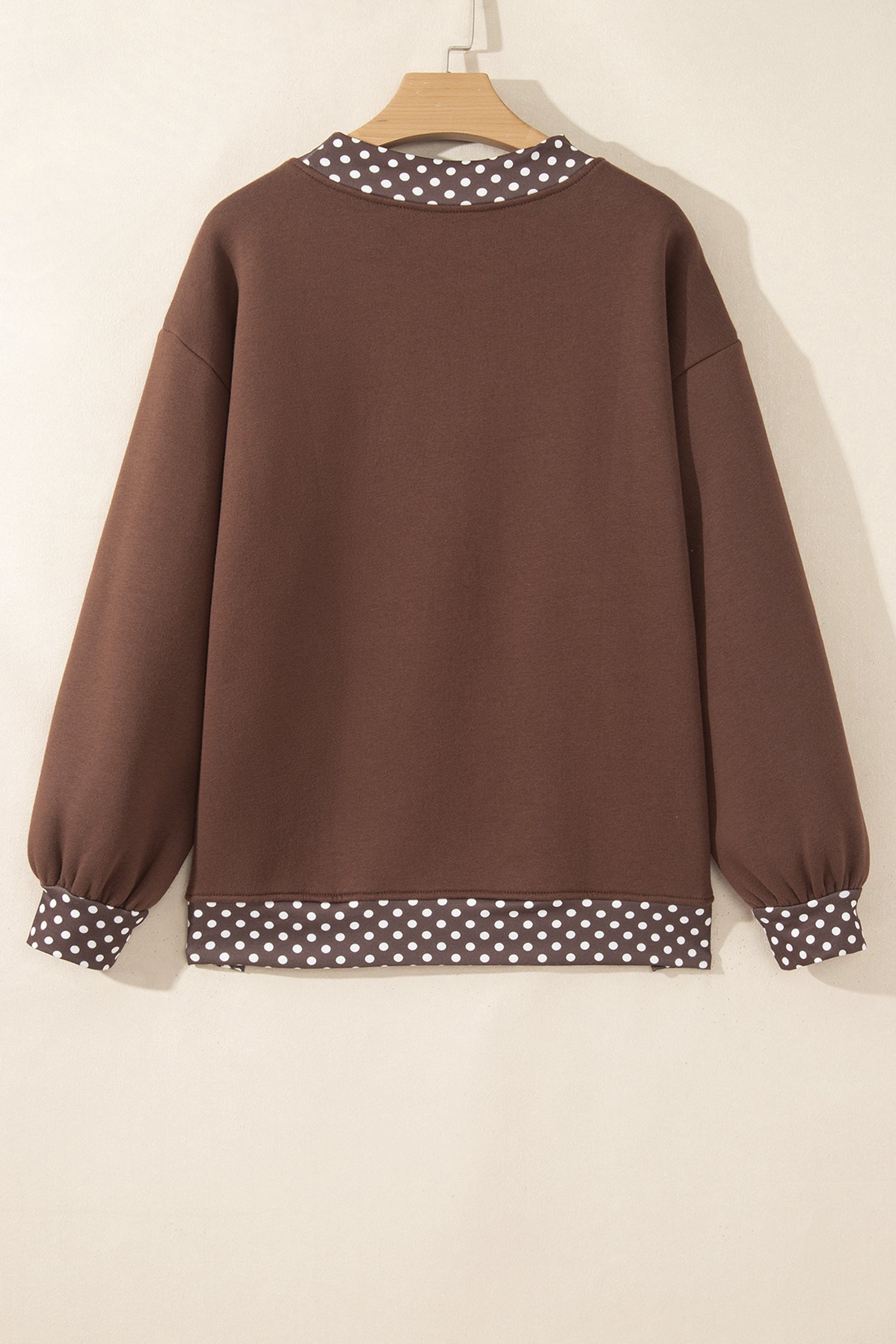 Dirty blue Colorblock Polka Dot Contrast Trim Oversized Sweatshirt-Tops/Sweatshirts & Hoodies-[Adult]-[Female]-2022 Online Blue Zone Planet