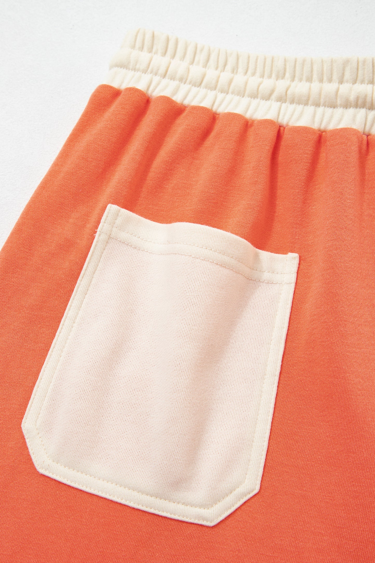 Russet Orange Raw Seam Colorblock Wide Leg Ankle Length Casual Pants-Bottoms/Pants & Culotte-[Adult]-[Female]-2022 Online Blue Zone Planet