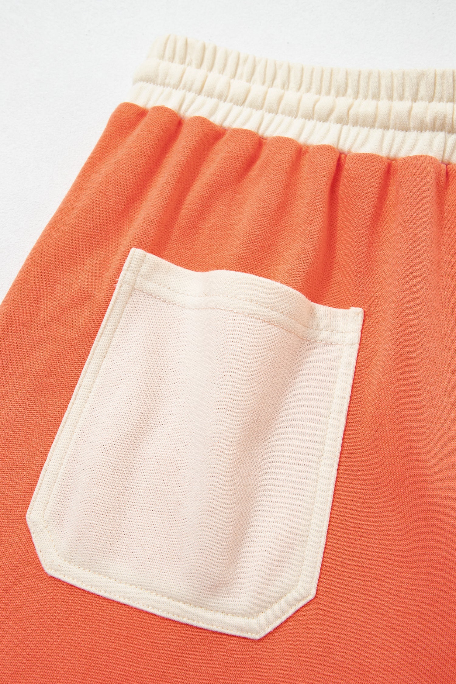 Russet Orange Raw Seam Colorblock Wide Leg Ankle Length Casual Pants-Bottoms/Pants & Culotte-[Adult]-[Female]-2022 Online Blue Zone Planet