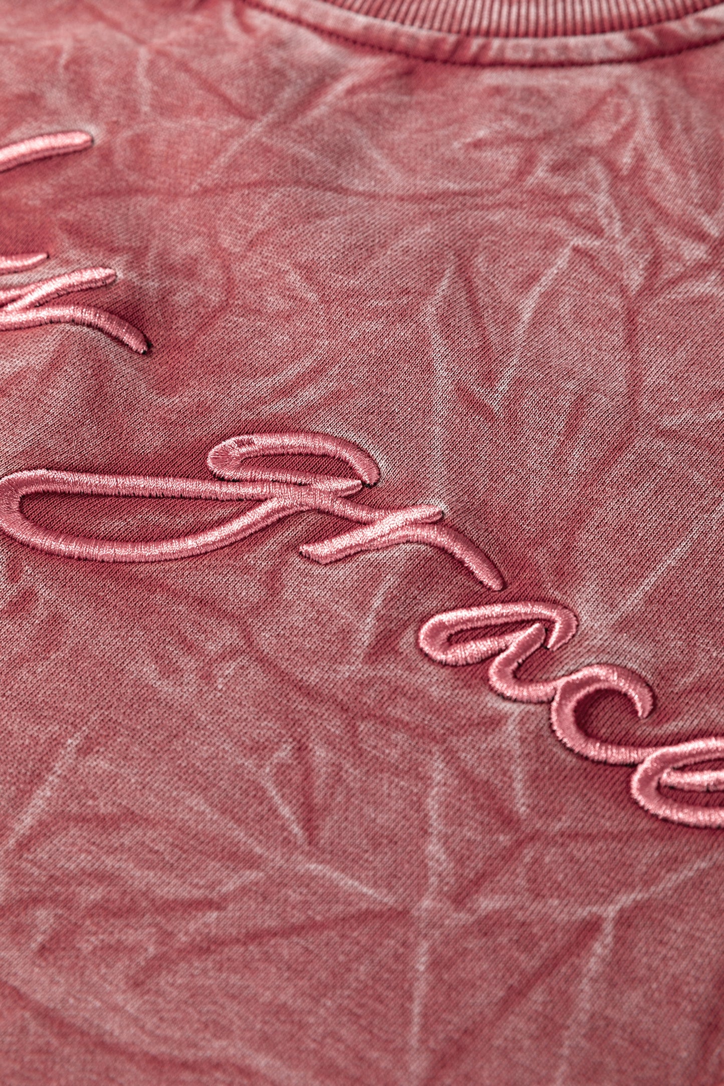 Mineral Red Saved By Grace Letter Embroidery Mineral Wash Loose Sweatshirt-Tops/Sweatshirts & Hoodies-[Adult]-[Female]-2022 Online Blue Zone Planet