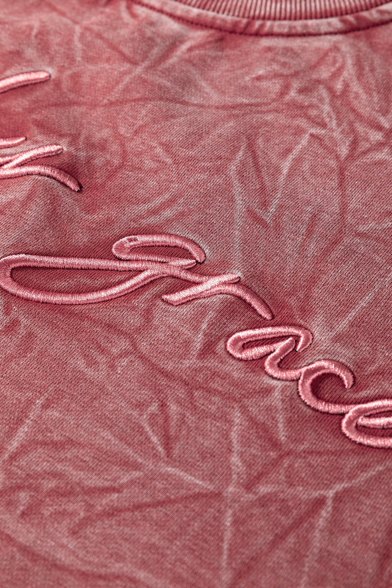 Mineral Red Saved By Grace Letter Embroidery Mineral Wash Loose Sweatshirt-Tops/Sweatshirts & Hoodies-[Adult]-[Female]-2022 Online Blue Zone Planet