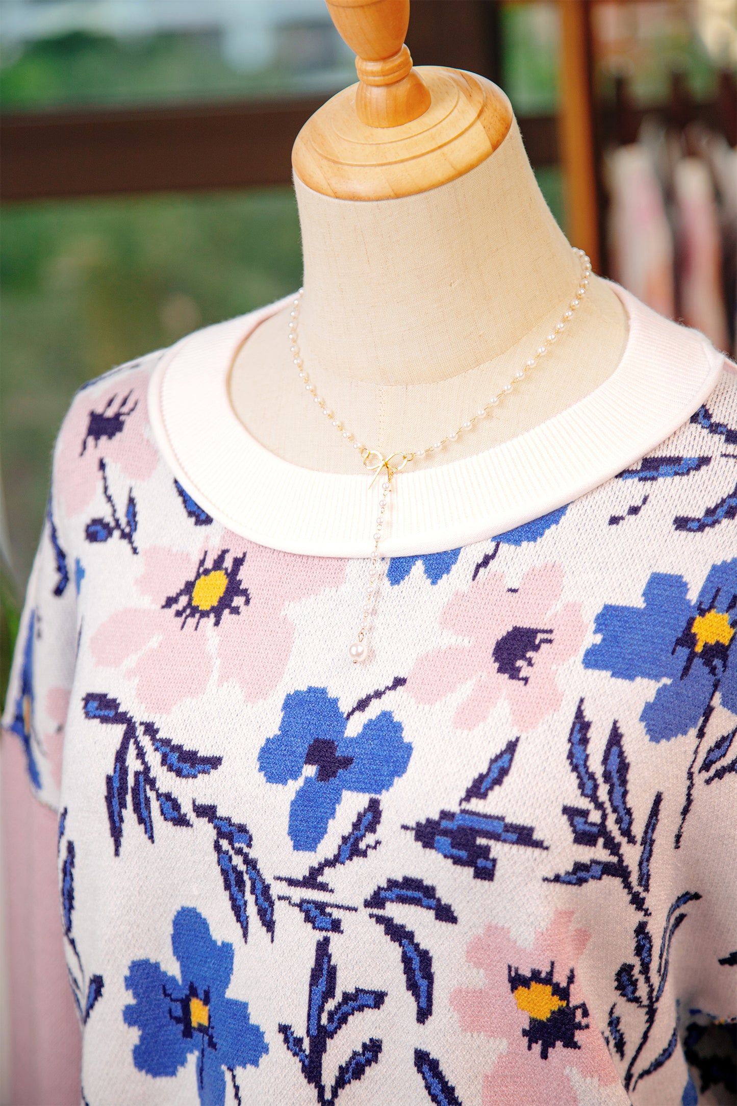 Khaki Floral Panel Colorblock Sleeve Patchwork Sweater-TOPS / DRESSES-[Adult]-[Female]-2022 Online Blue Zone Planet