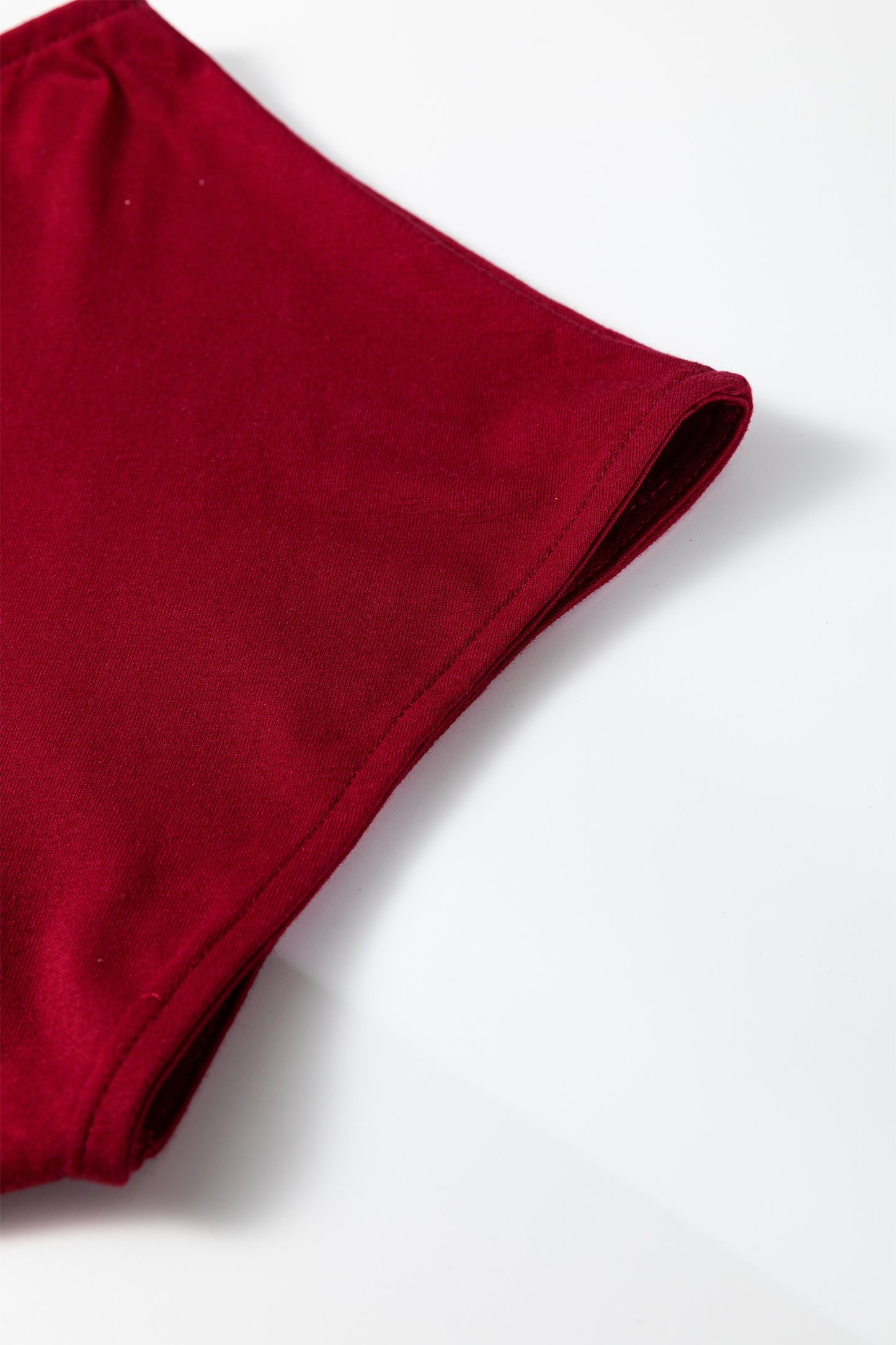 Burgundy Plus Size Solid Color Asymmetric Neck Short Sleeve Blouse-Plus Size/Plus Size Tops/Plus Size Tops & Tees-[Adult]-[Female]-2022 Online Blue Zone Planet