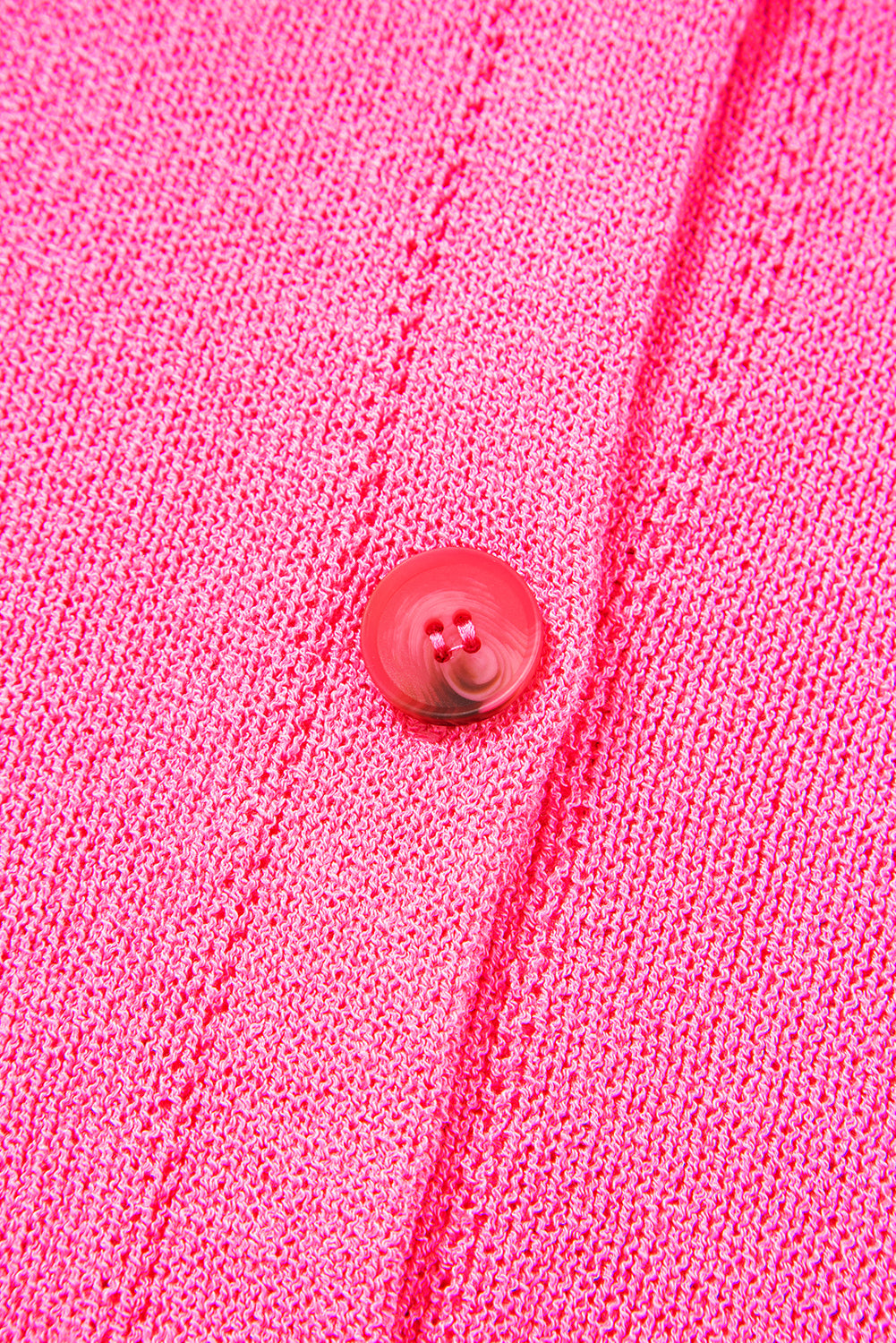 Bright Pink Distressed Hem Short Sleeve Knitted Button Front Sweater-TOPS / DRESSES-[Adult]-[Female]-2022 Online Blue Zone Planet