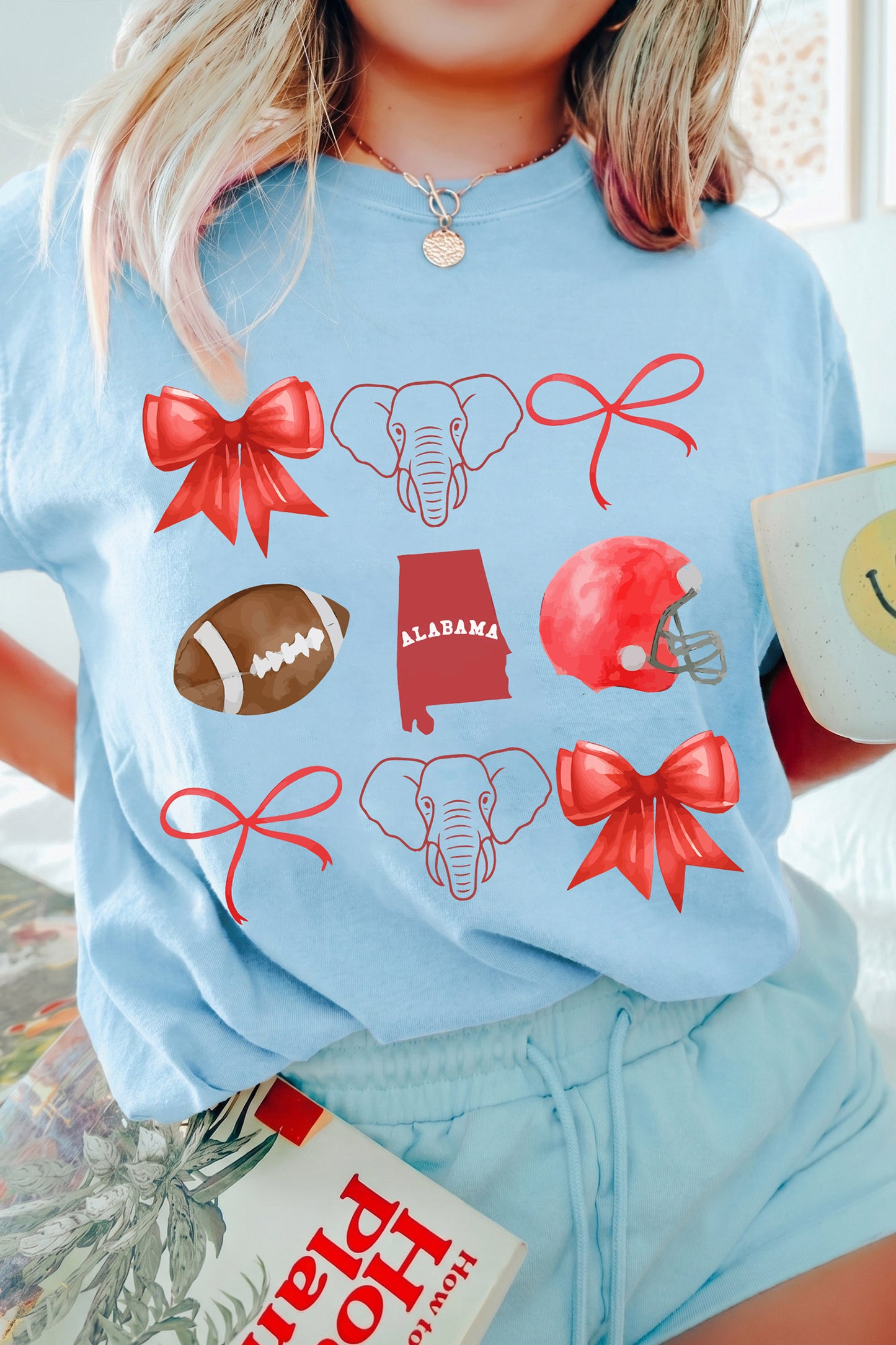 Light Blue Alabama Game Day Rugby Graphic T Shirt