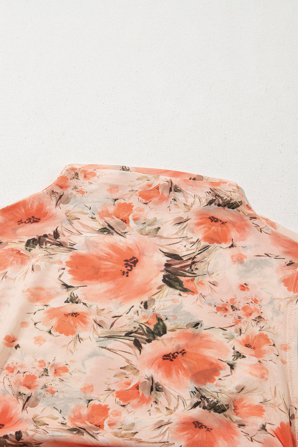 Red Mesh Floral Printed Slim Fit Tank Top-Tops/Tank Tops-[Adult]-[Female]-2022 Online Blue Zone Planet