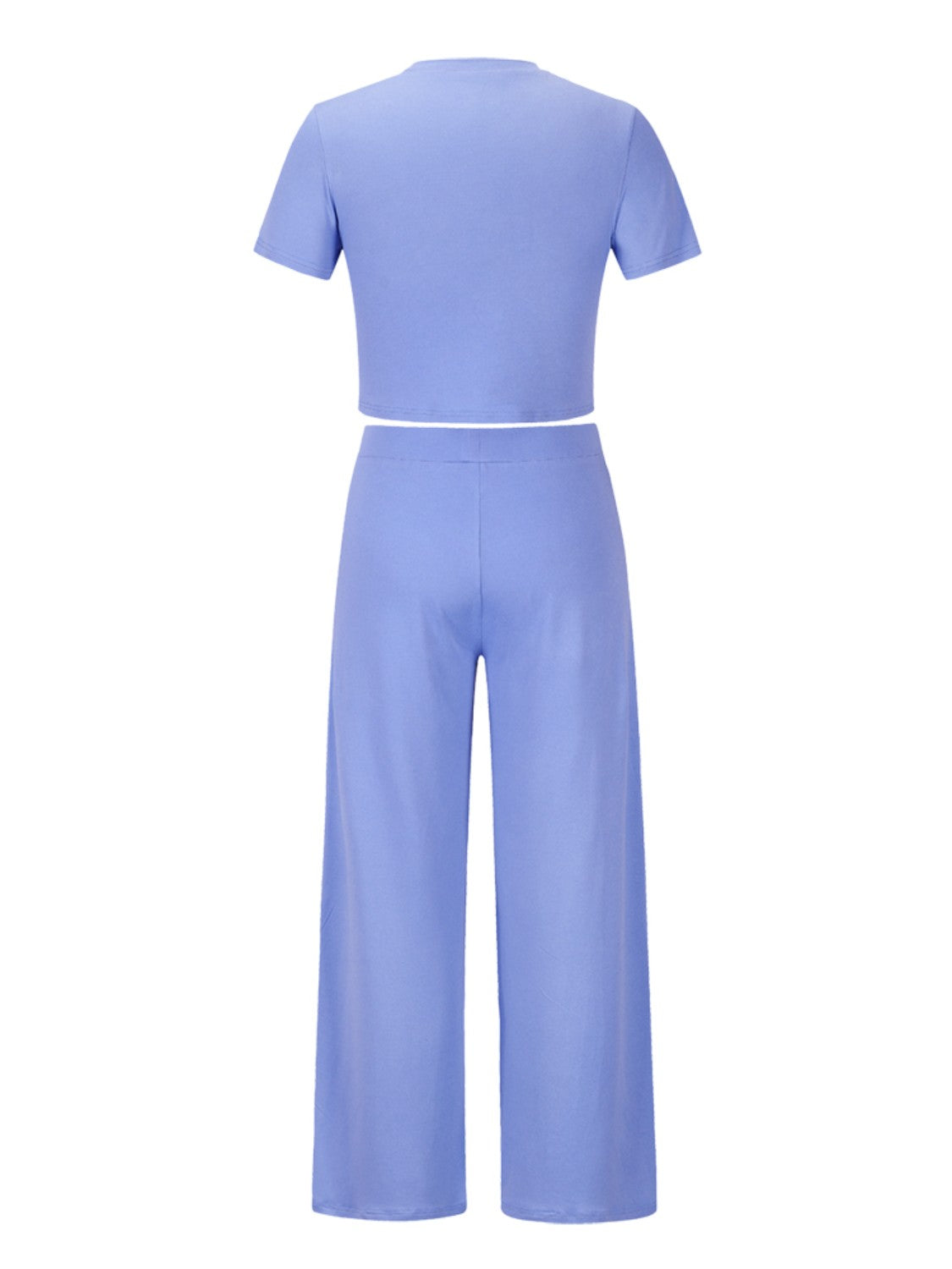 Round Neck Short Sleeve Top and Pocketed Pants Set-TOPS / DRESSES-[Adult]-[Female]-2022 Online Blue Zone Planet