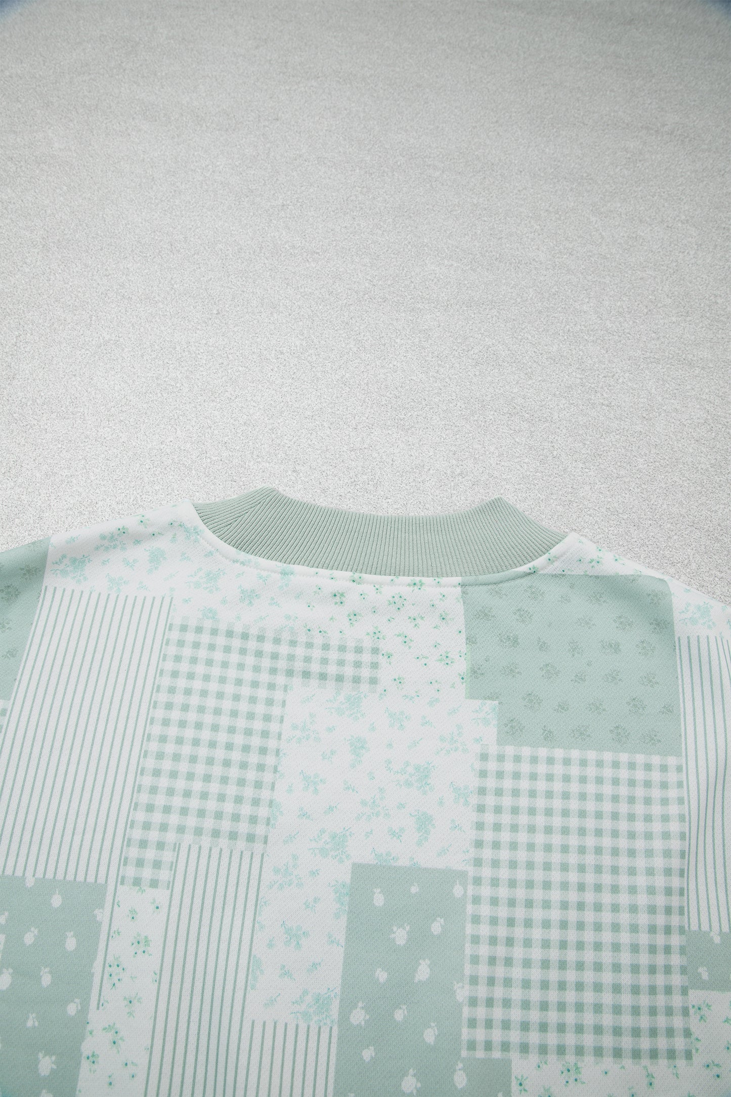 Green Patchwork Floral Print Drop Shoulder Baggy Pullover Drawstring Shorts Set-Two Piece Sets/Short Sets-[Adult]-[Female]-2022 Online Blue Zone Planet