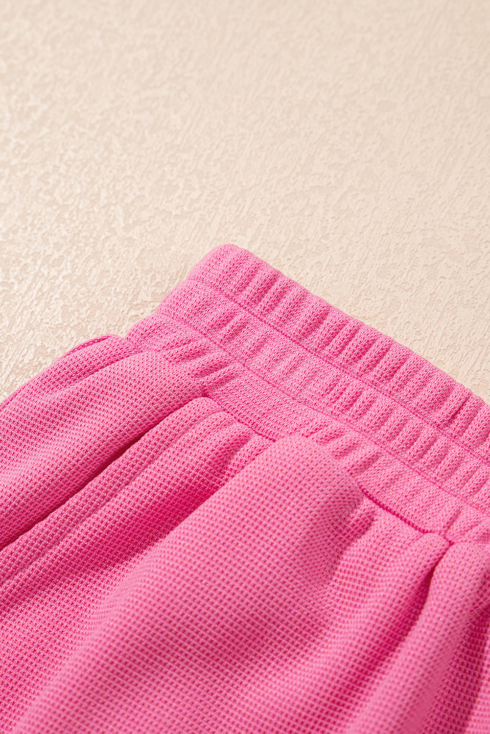 Bright Pink Textured Pearled Ruffle Sleeve Top 2 Piece Shorts Set-Two Piece Sets/Short Sets-[Adult]-[Female]-2022 Online Blue Zone Planet