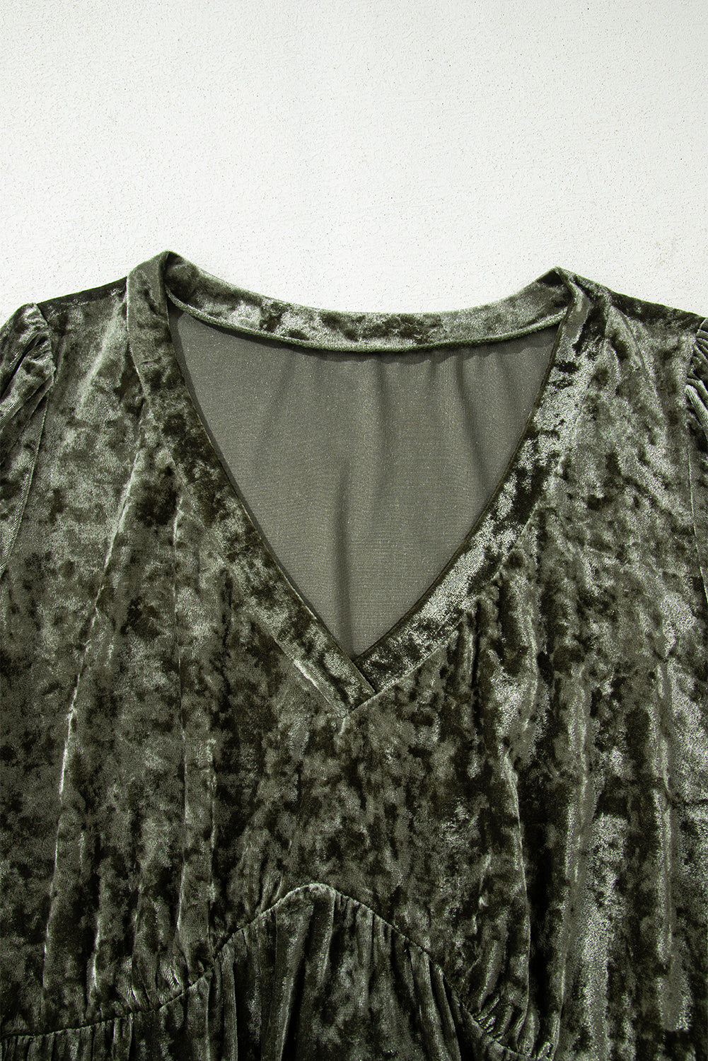 Coffee Plus Size Velvet Babydoll Mini Dress With Puff Sleeve-TOPS / DRESSES-[Adult]-[Female]-2022 Online Blue Zone Planet