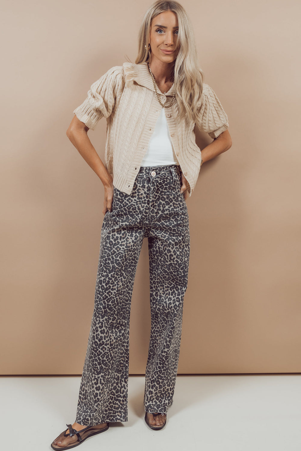 Black Leopard Print Wide Leg High Waist Jeans-Bottoms/Jeans-[Adult]-[Female]-2022 Online Blue Zone Planet