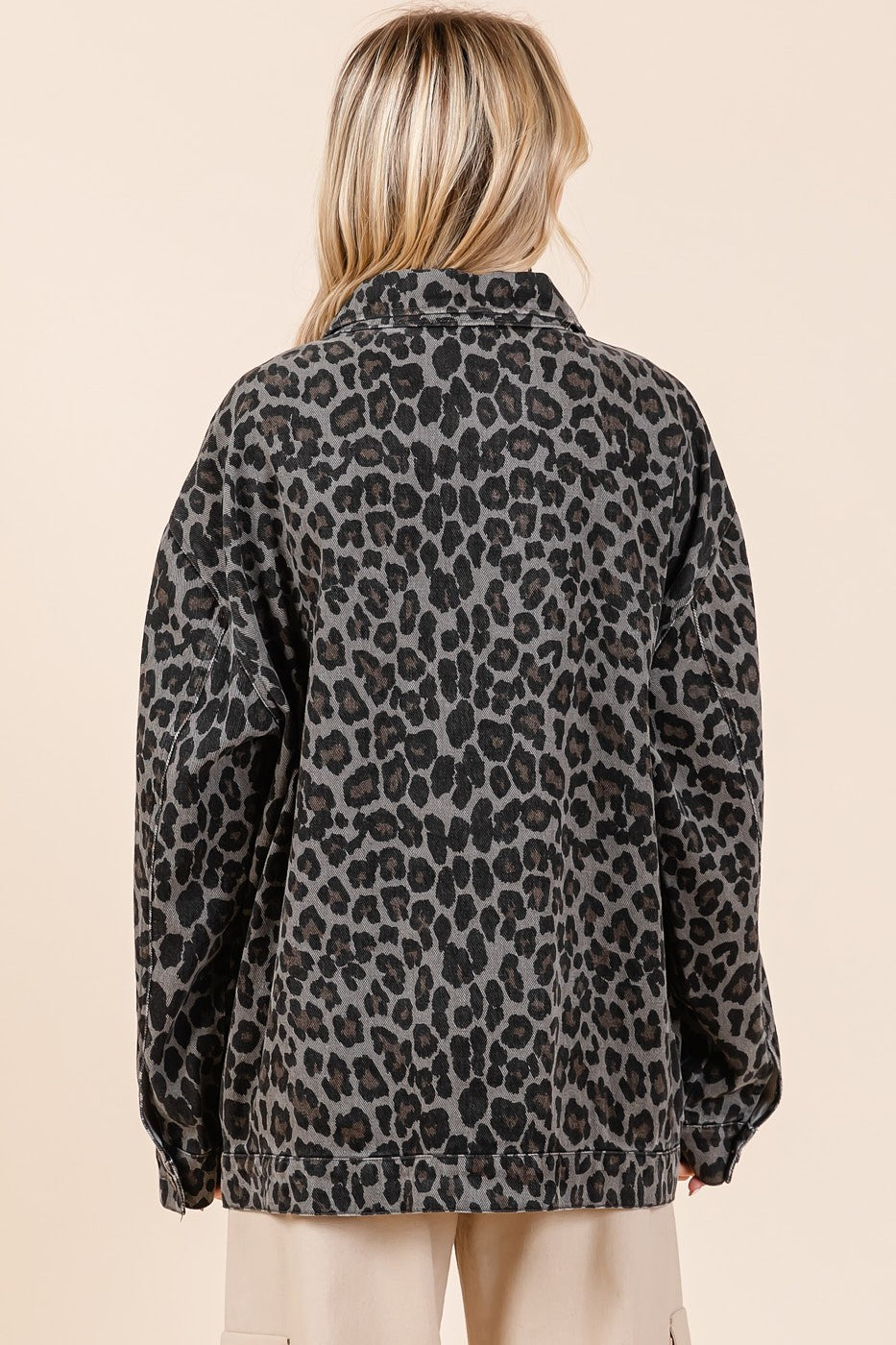 Mittoshop Leopard Button Up Denim Shacket with Breast Pockets-TOPS / DRESSES-[Adult]-[Female]-2022 Online Blue Zone Planet