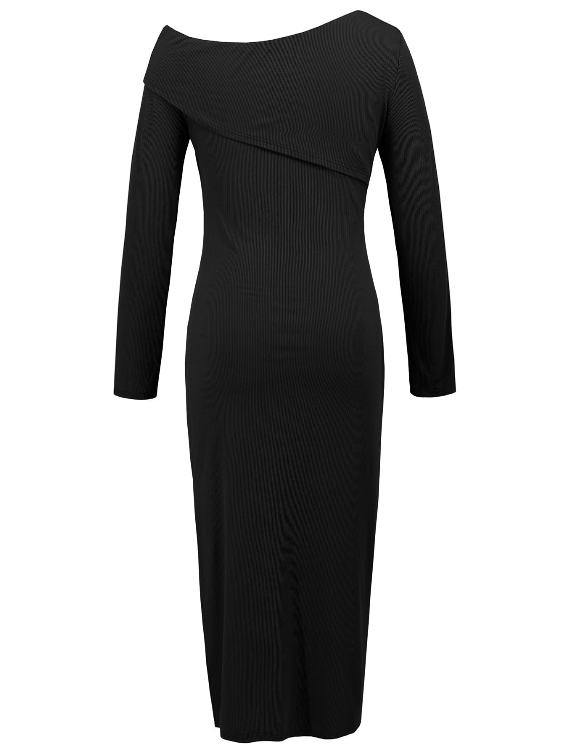 Blue Zone Planet | Slit One Shoulder Long Sleeve Dress-TOPS / DRESSES-[Adult]-[Female]-2022 Online Blue Zone Planet